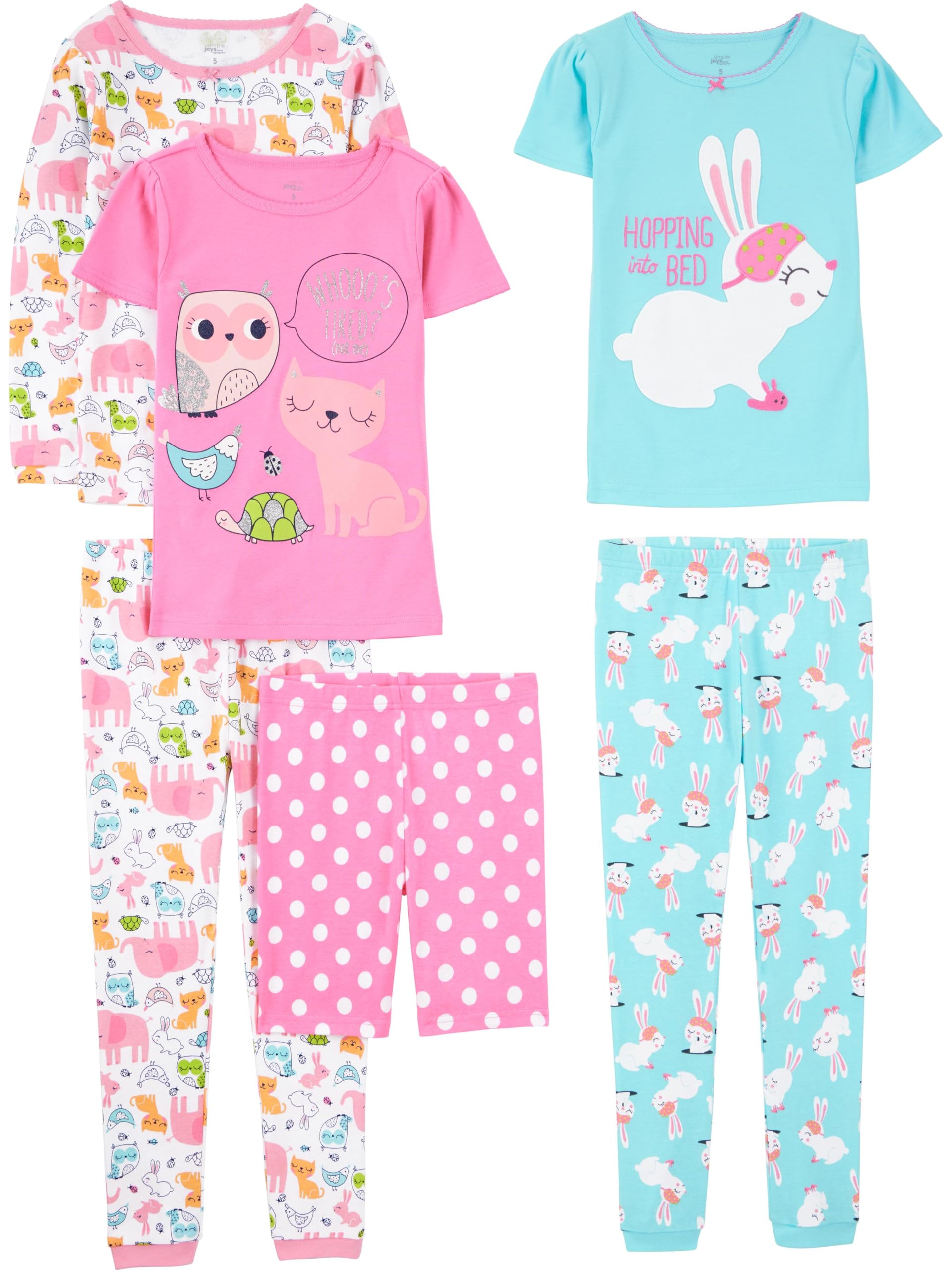 Simple Joys by Carter's girls 6-piece Snug Fit Cotton Pajama Set