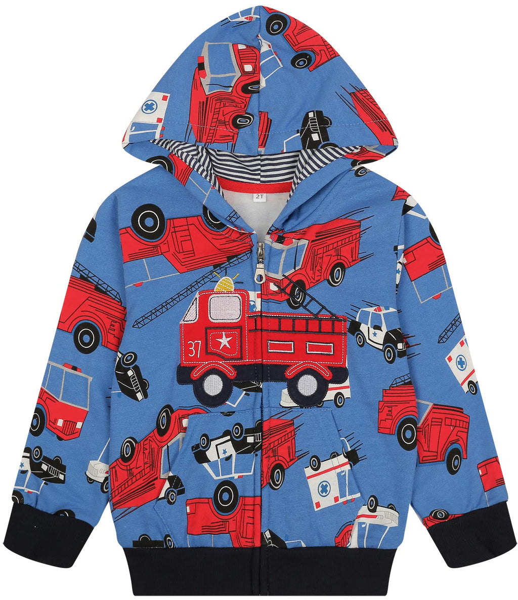 Popshion Boys Toddler Cartoon Dinosaur Hoodies Jacket Cool Long Sleeve Zipper Hooded Sport Sweatshirt Coat for Kids 1-7 Years