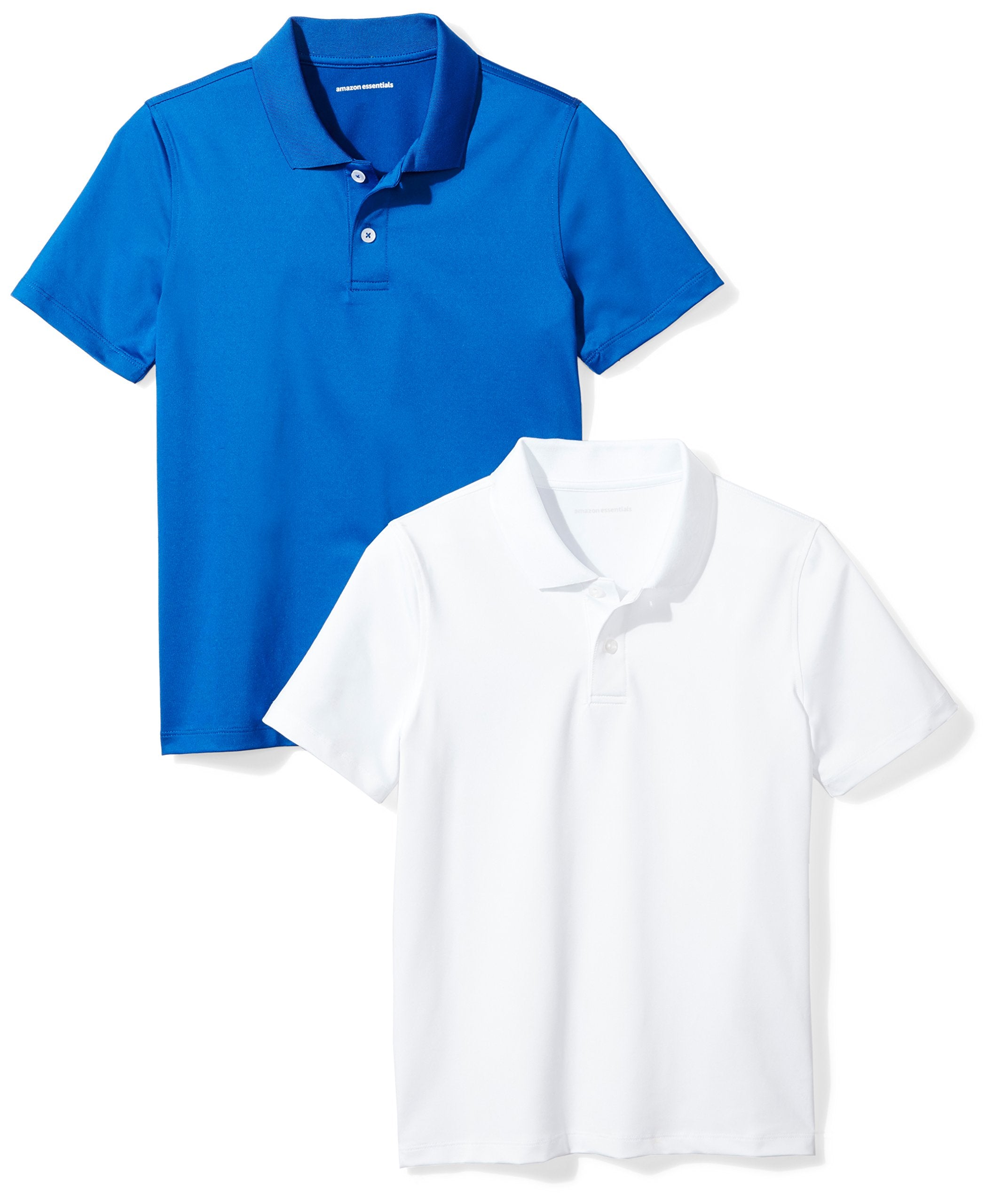 Amazon Essentials Boys and Toddlers' Short-Sleeve Active Performance Polo Shirts for School Uniform, Pack of 2