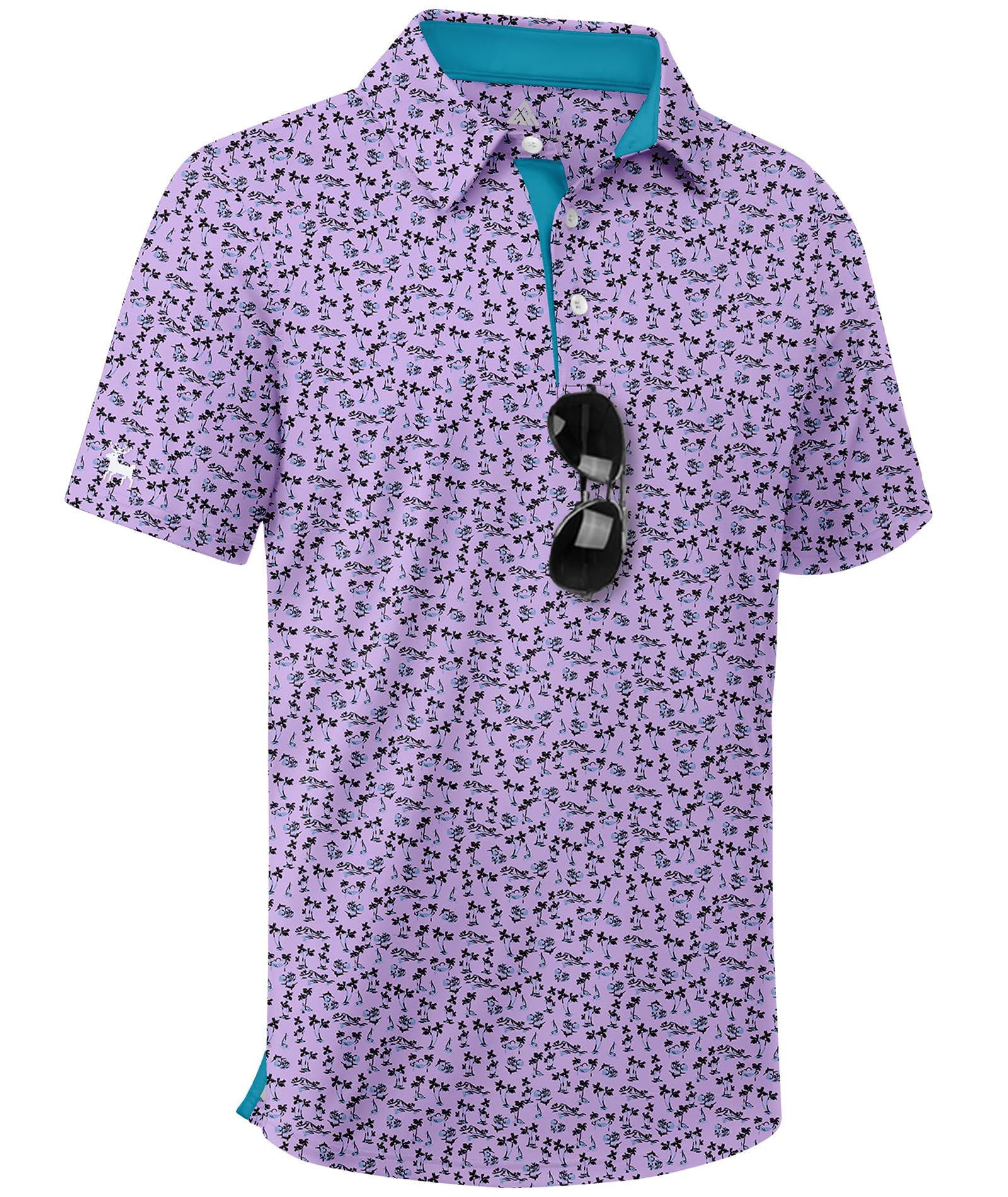 ZITY Boys Golf Polo Shirts Short Sleeve UPF 50+ Print Pattern Shirts for Youth Kids Funny School Uniform Collared T-Shirt