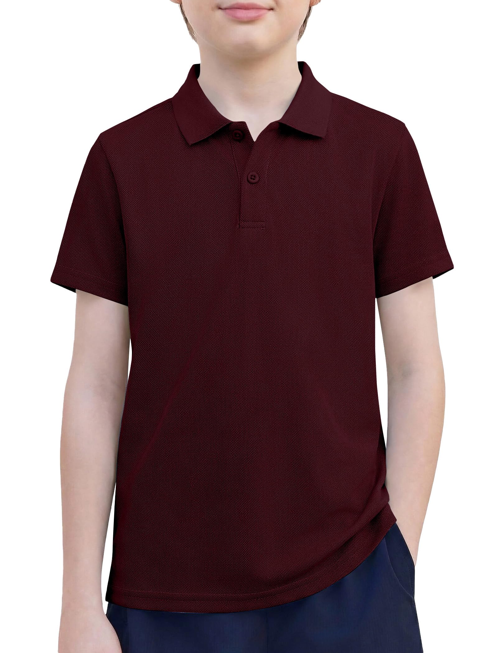 Arshiner Boys Golf Polo Shirt Uniform Short Sleeve Button Collared Tee Casual Performance Active T Shirt Size 4-13 Years