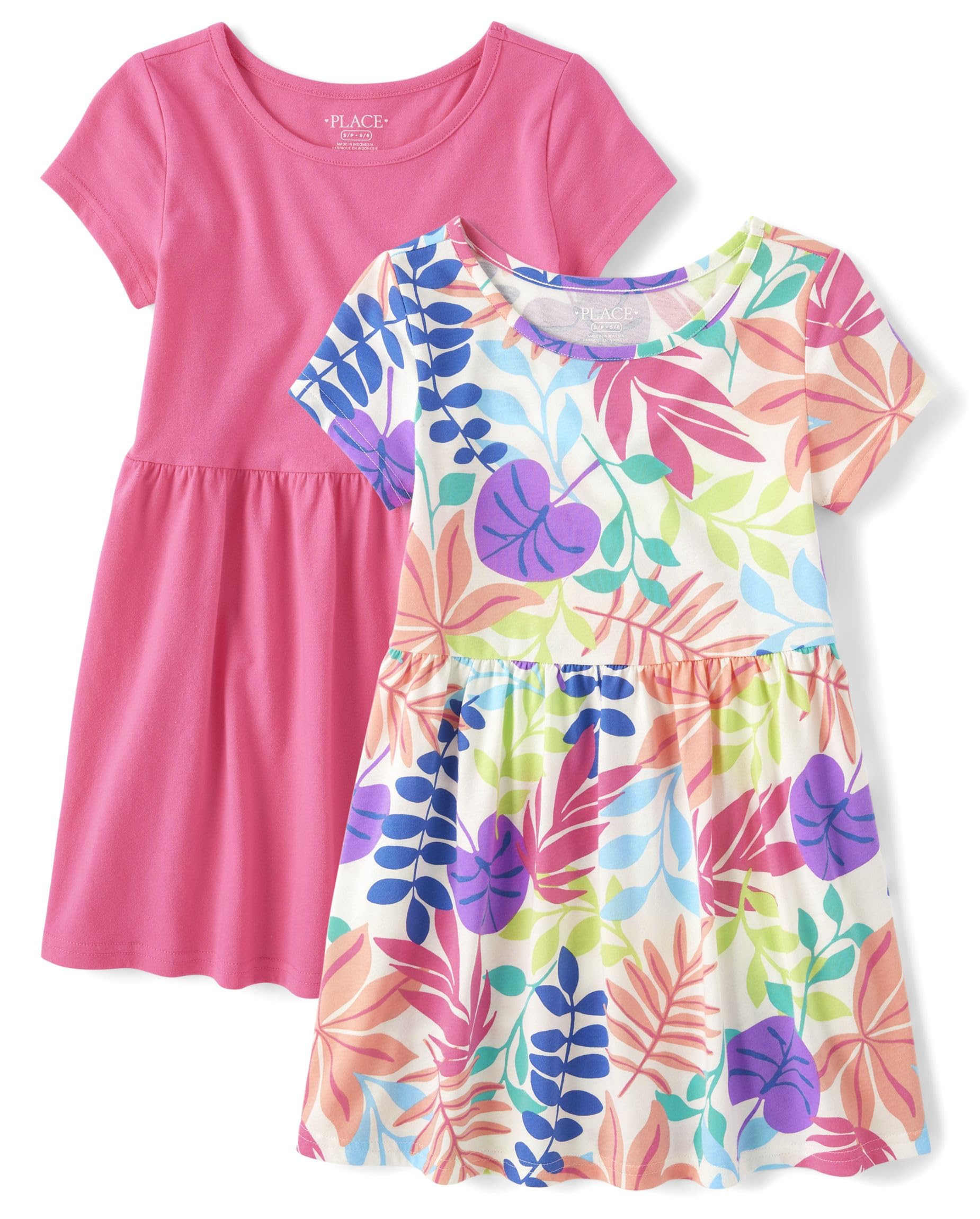 The Children's Place Girls' Plaid Stretch Jacquard Short Sleeve Dress