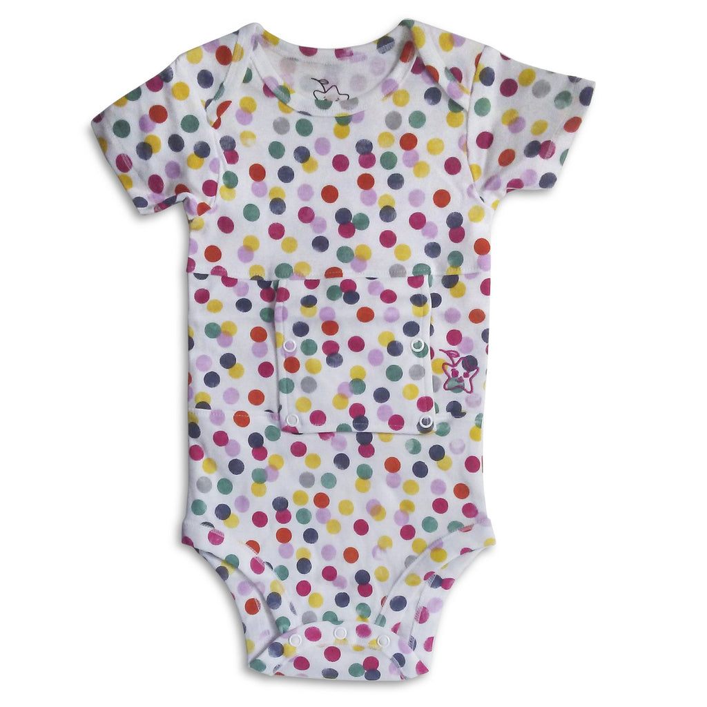 Starberrykids Unisex Adaptive Feeding G-Tube Baby Onesies, 100% Cotton, Round Neck Style, Short Sleeve- 17 Colors & 10 Sizes