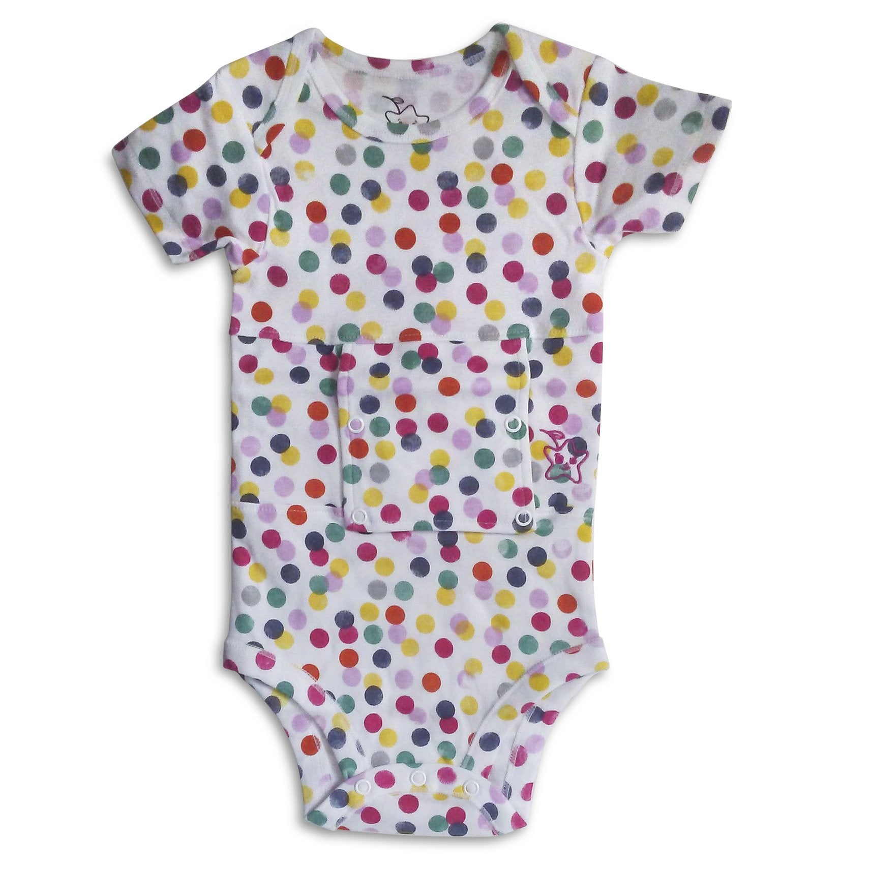 Starberrykids Unisex Adaptive Feeding G-Tube Baby Onesies, 100% Cotton, Round Neck Style, Short Sleeve- 17 Colors & 10 Sizes