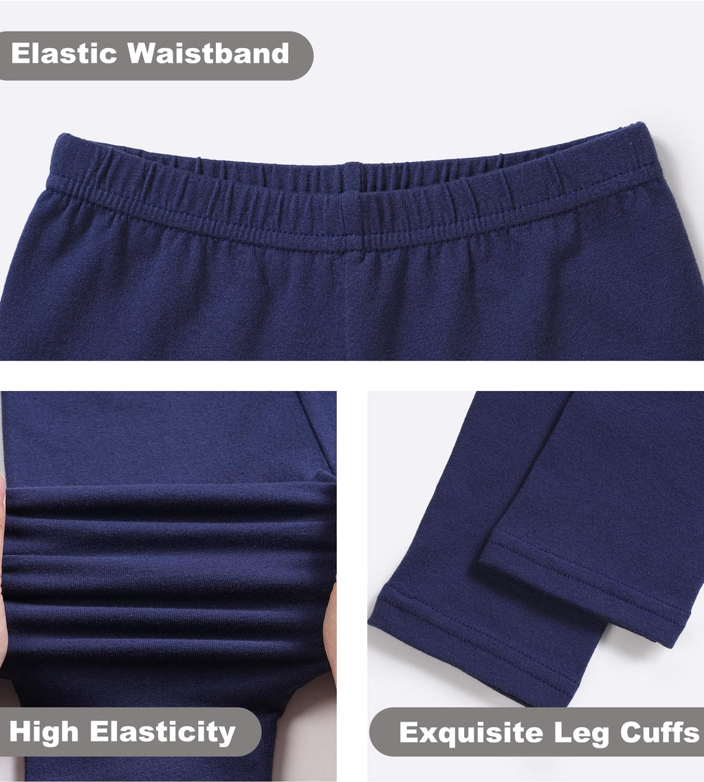 Auranso Girls Leggings Kids Basic Solid Full Length Cotton Tights Pants 2-14 Years
