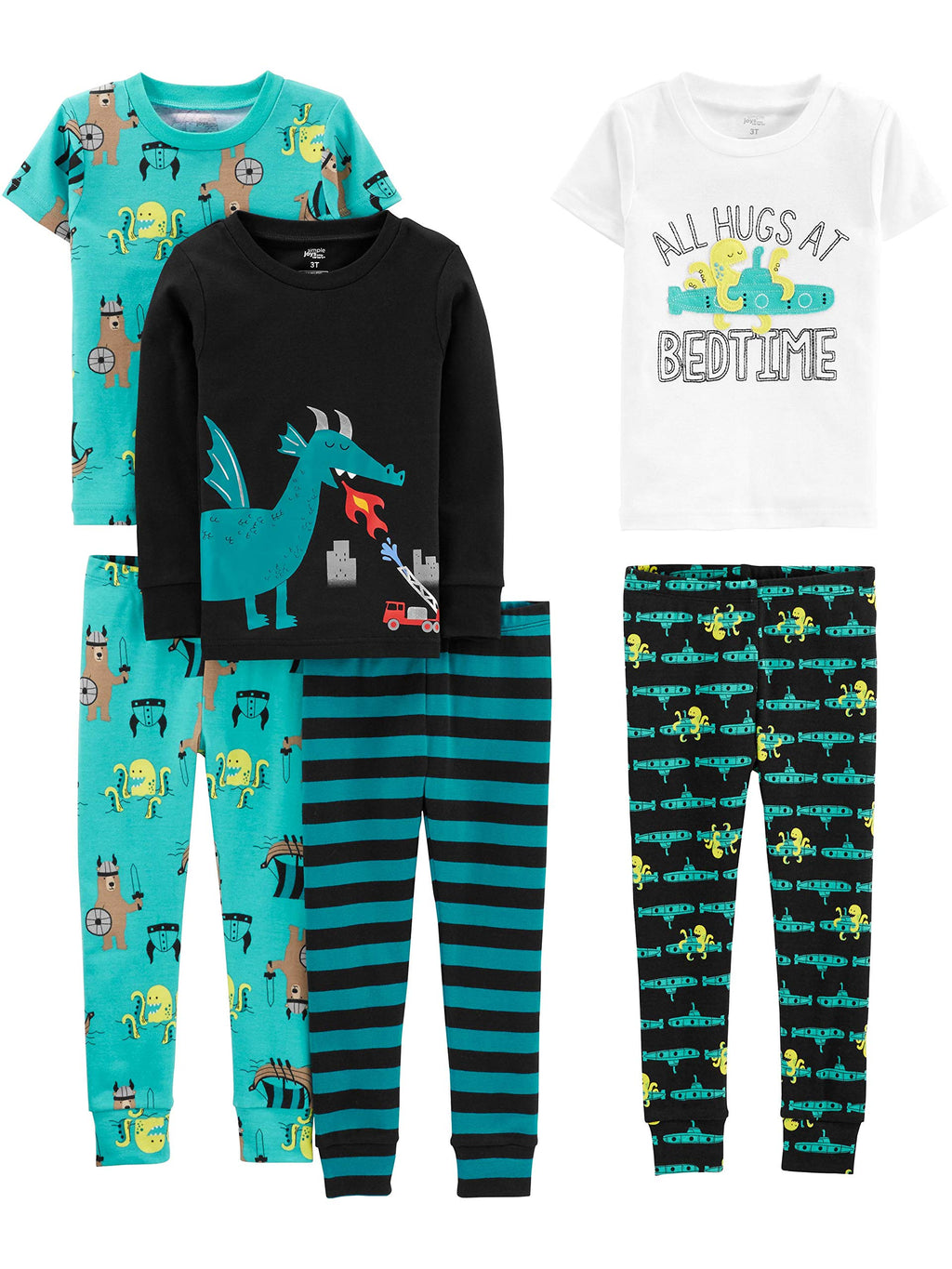 Simple Joys by Carter's girls 6-piece Snug Fit Cotton Pajama Set