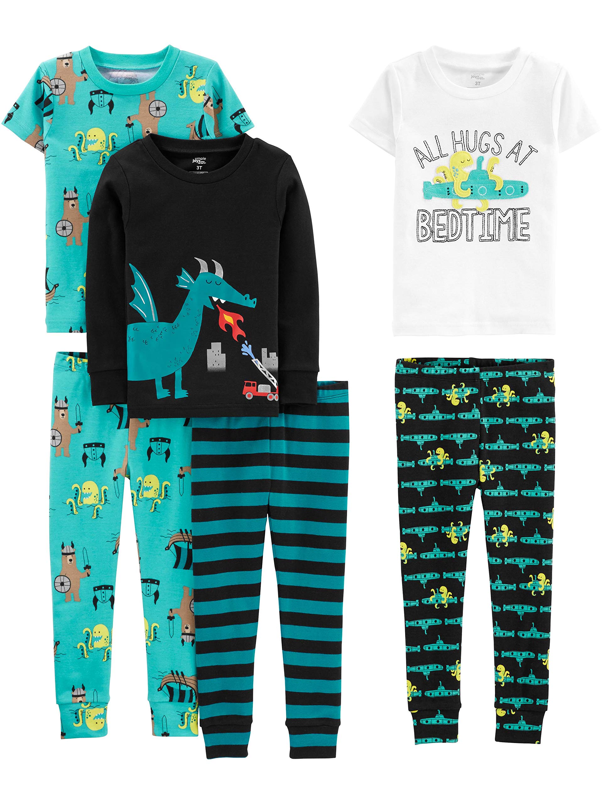 Simple Joys by Carter's girls 6-piece Snug Fit Cotton Pajama Set