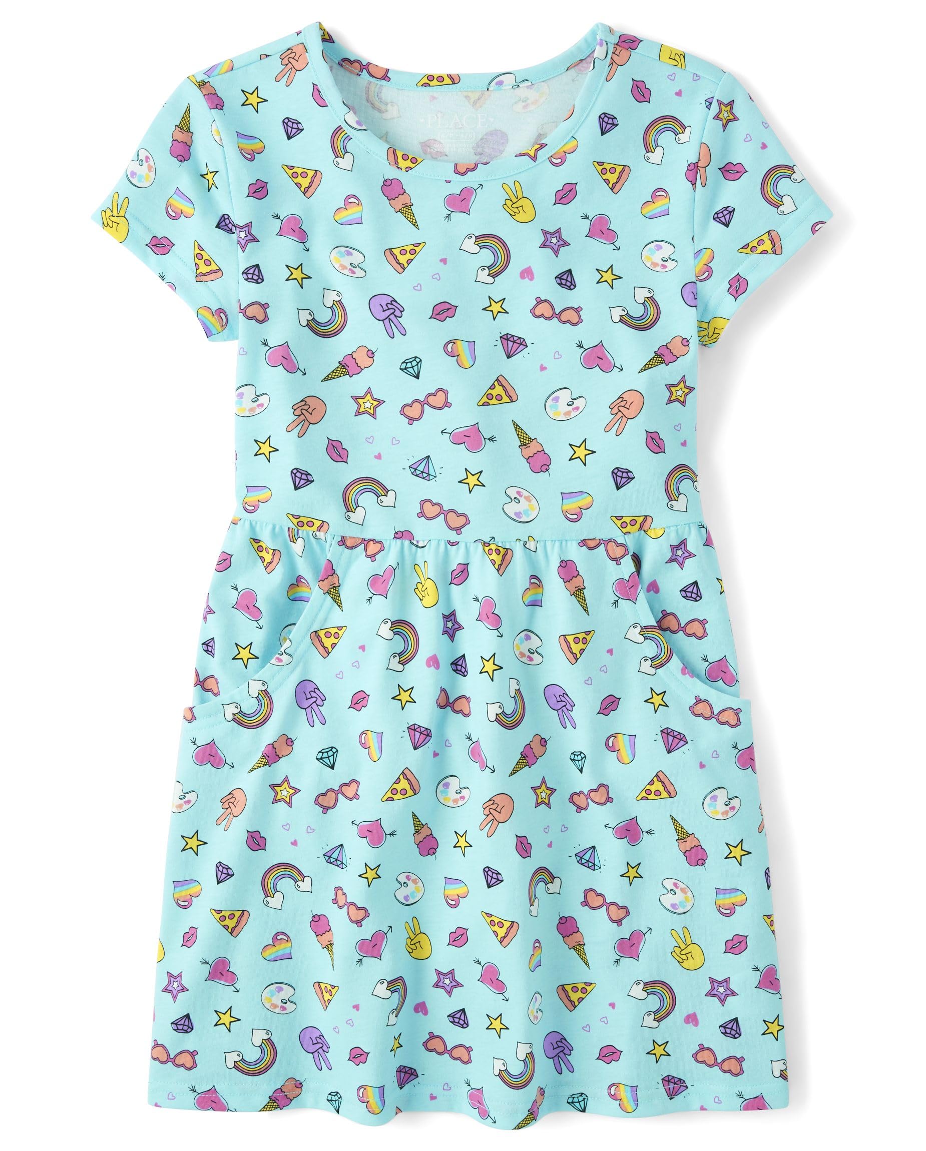 The Children's Place Girls' Plaid Stretch Jacquard Short Sleeve Dress