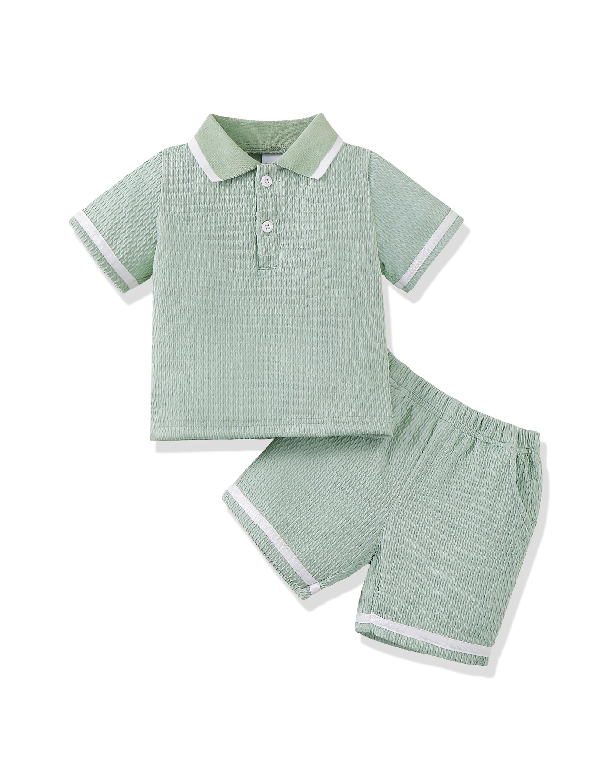Renotemy Toddler Baby Boys Clothes Summer Outfits Polo Shirt Shorts Set 2Pcs Boys Clothing Sets 12 Month-5T