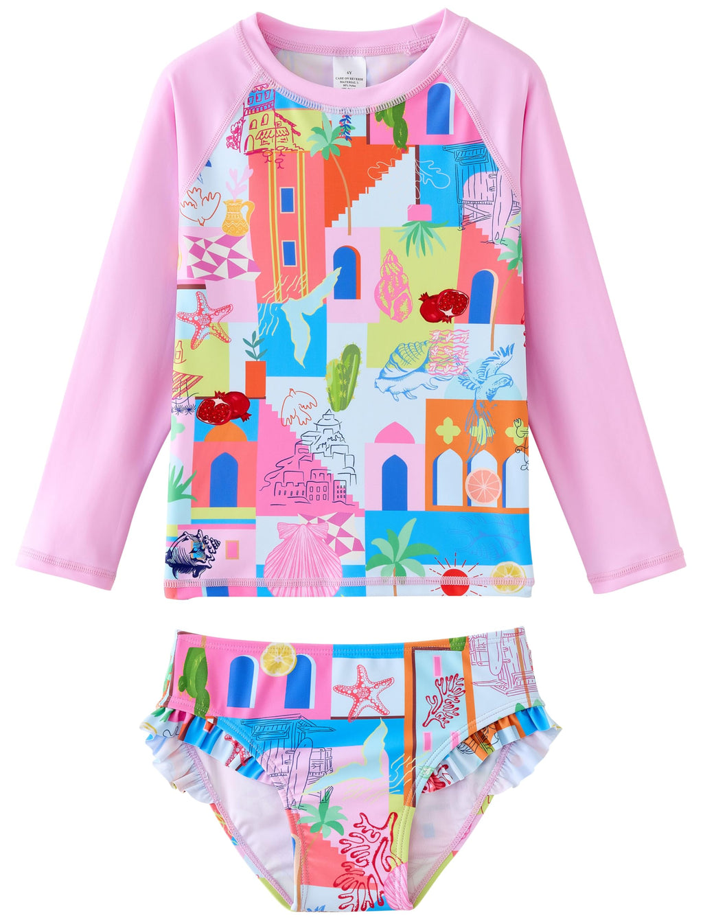 UMELOK Toddler and Little Girls Rash Guard Sets with Bikini Bottoms Swimwear