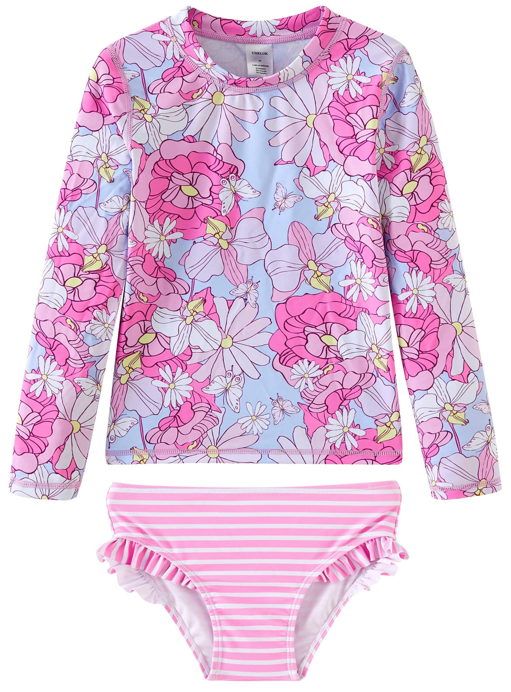 UMELOK Toddler and Little Girls Rash Guard Sets with Bikini Bottoms Swimwear