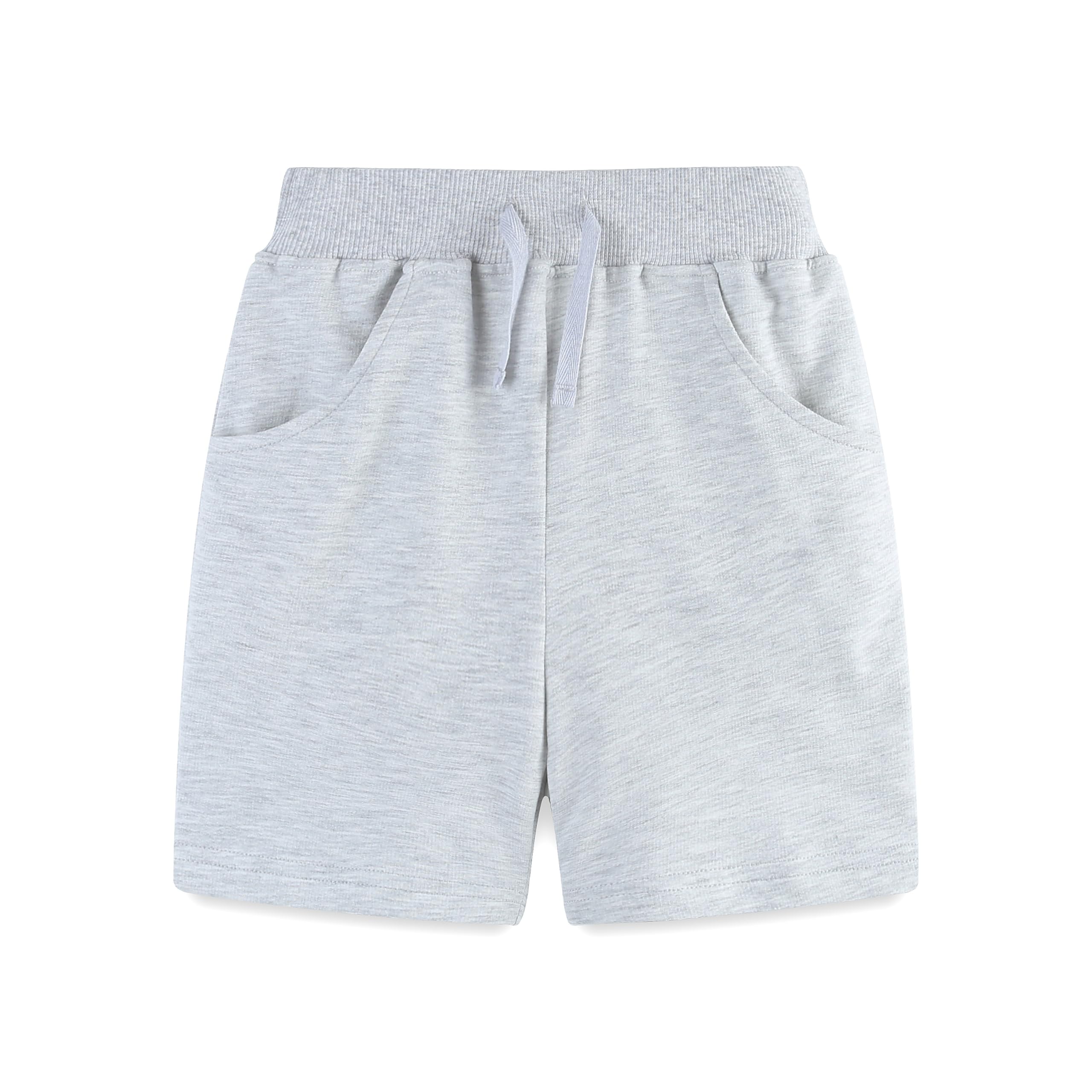 AMIYAN Toddler Shorts Boys Cotton Short Pants with Pocket and Elastic Waist Athletic Jogger Shorts for Kids 2-7Y