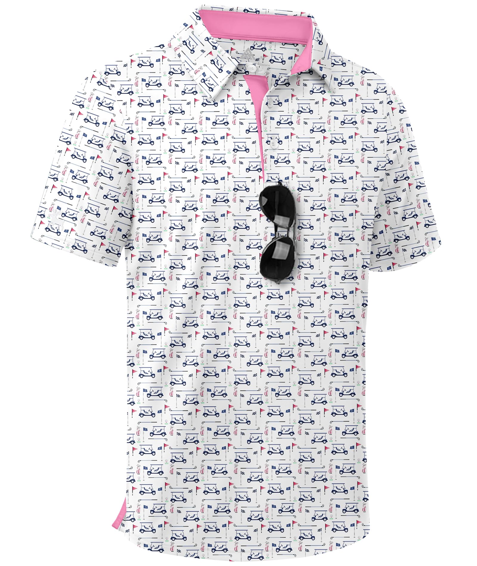 ZITY Boys Golf Polo Shirts Short Sleeve UPF 50+ Print Pattern Shirts for Youth Kids Funny School Uniform Collared T-Shirt