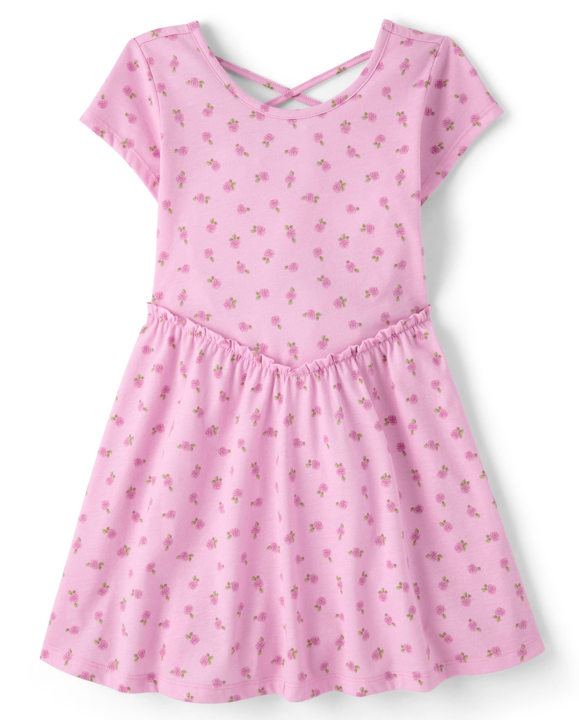 The Children's Place Girls' Plaid Stretch Jacquard Short Sleeve Dress