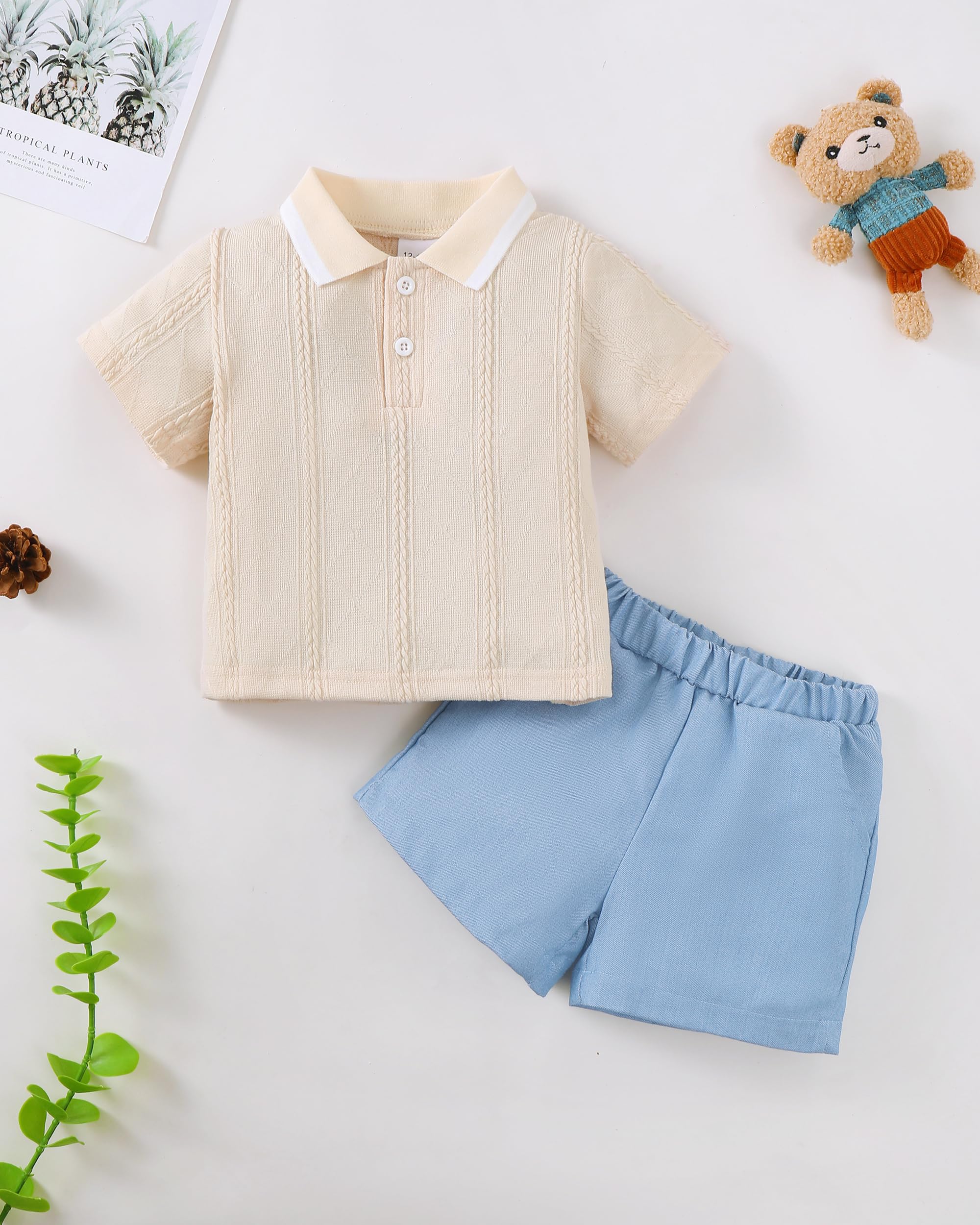 Renotemy Toddler Baby Boys Clothes Summer Outfits Polo Shirt Shorts Set 2Pcs Boys Clothing Sets 12 Month-5T