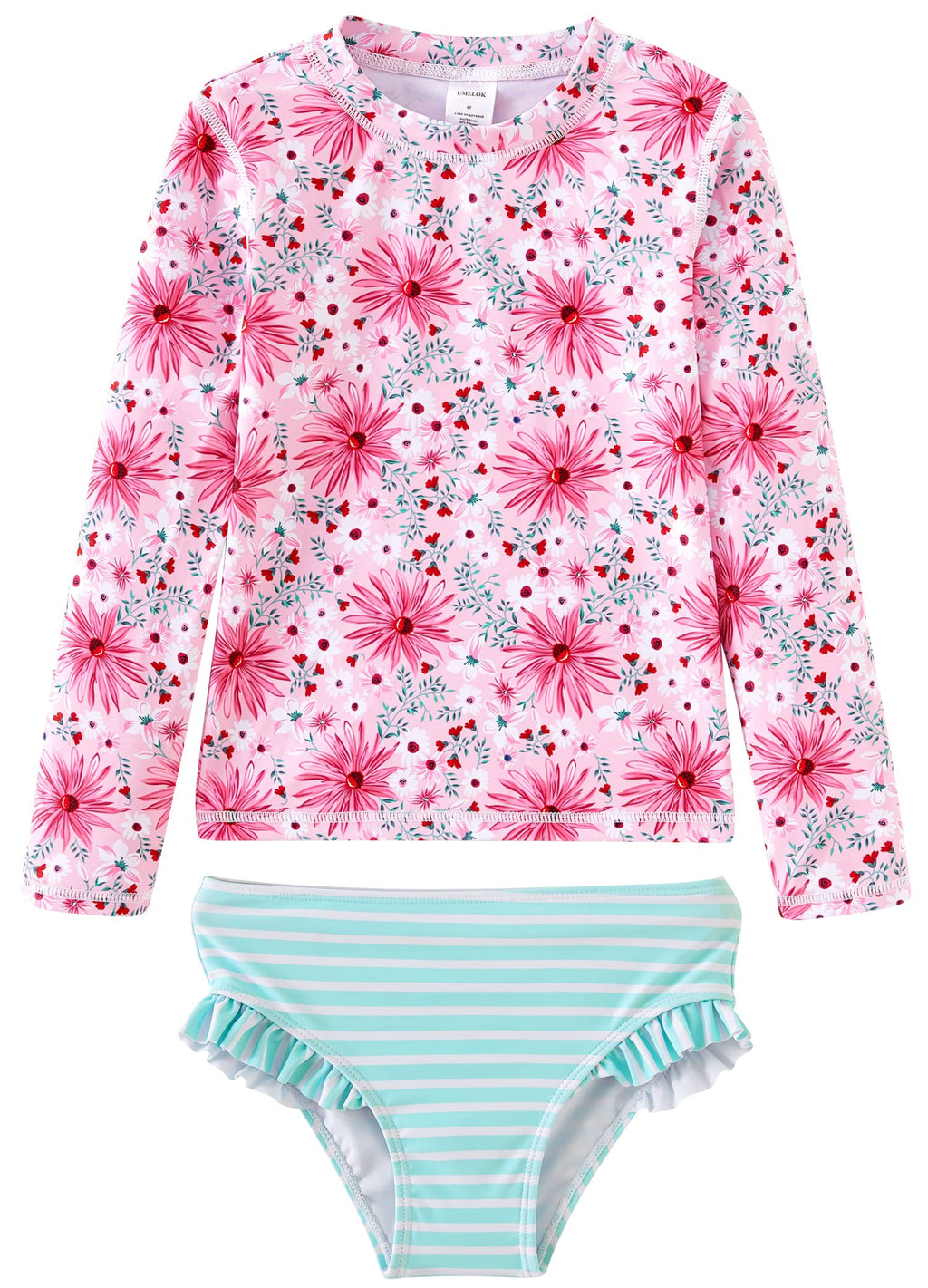 UMELOK Toddler and Little Girls Rash Guard Sets with Bikini Bottoms Swimwear