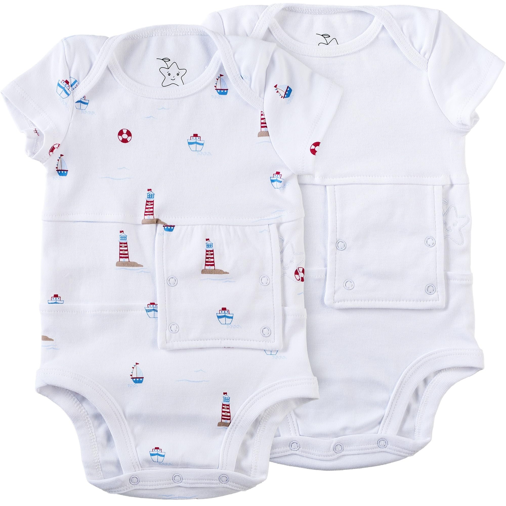 Starberrykids Unisex Adaptive Feeding G-Tube Baby Onesies, 100% Cotton, Round Neck Style, Short Sleeve- 17 Colors & 10 Sizes