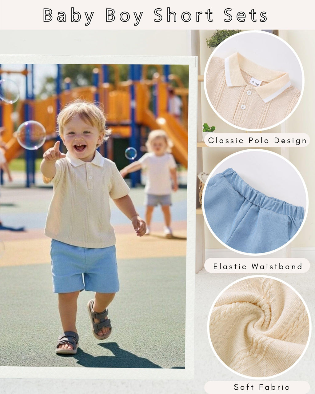 Renotemy Toddler Baby Boys Clothes Summer Outfits Polo Shirt Shorts Set 2Pcs Boys Clothing Sets 12 Month-5T