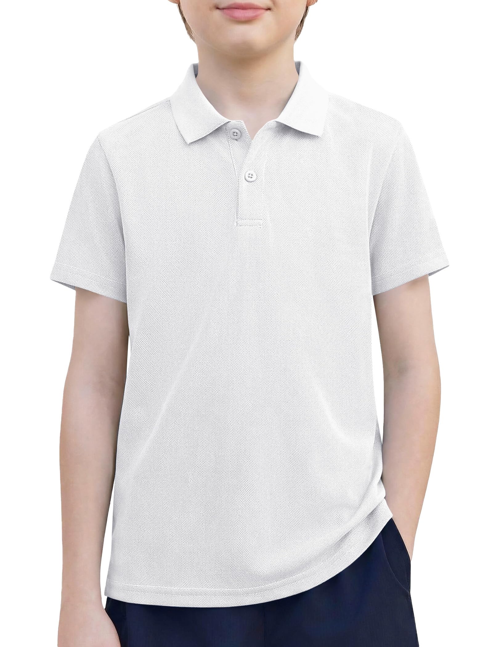Arshiner Boys Golf Polo Shirt Uniform Short Sleeve Button Collared Tee Casual Performance Active T Shirt Size 4-13 Years