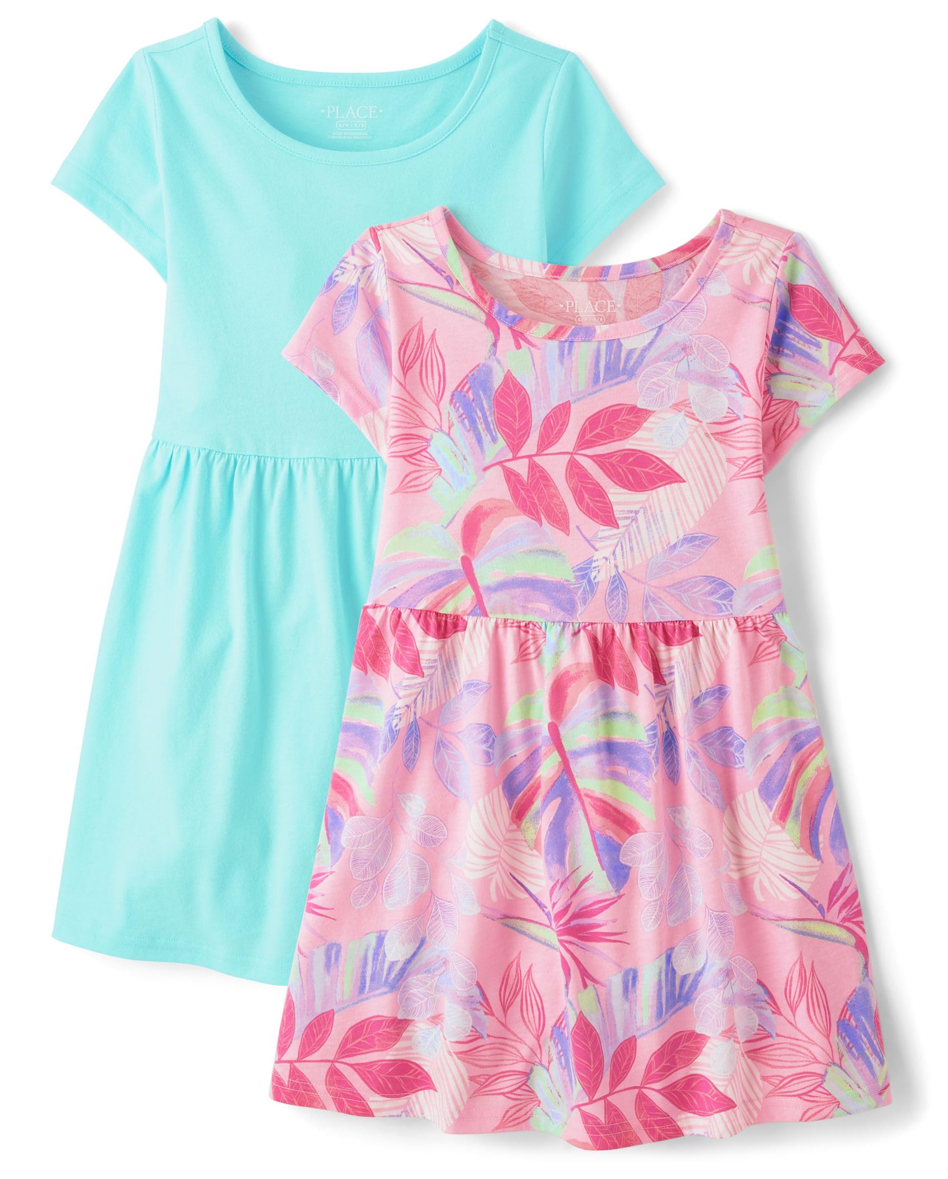 The Children's Place Girls' Plaid Stretch Jacquard Short Sleeve Dress