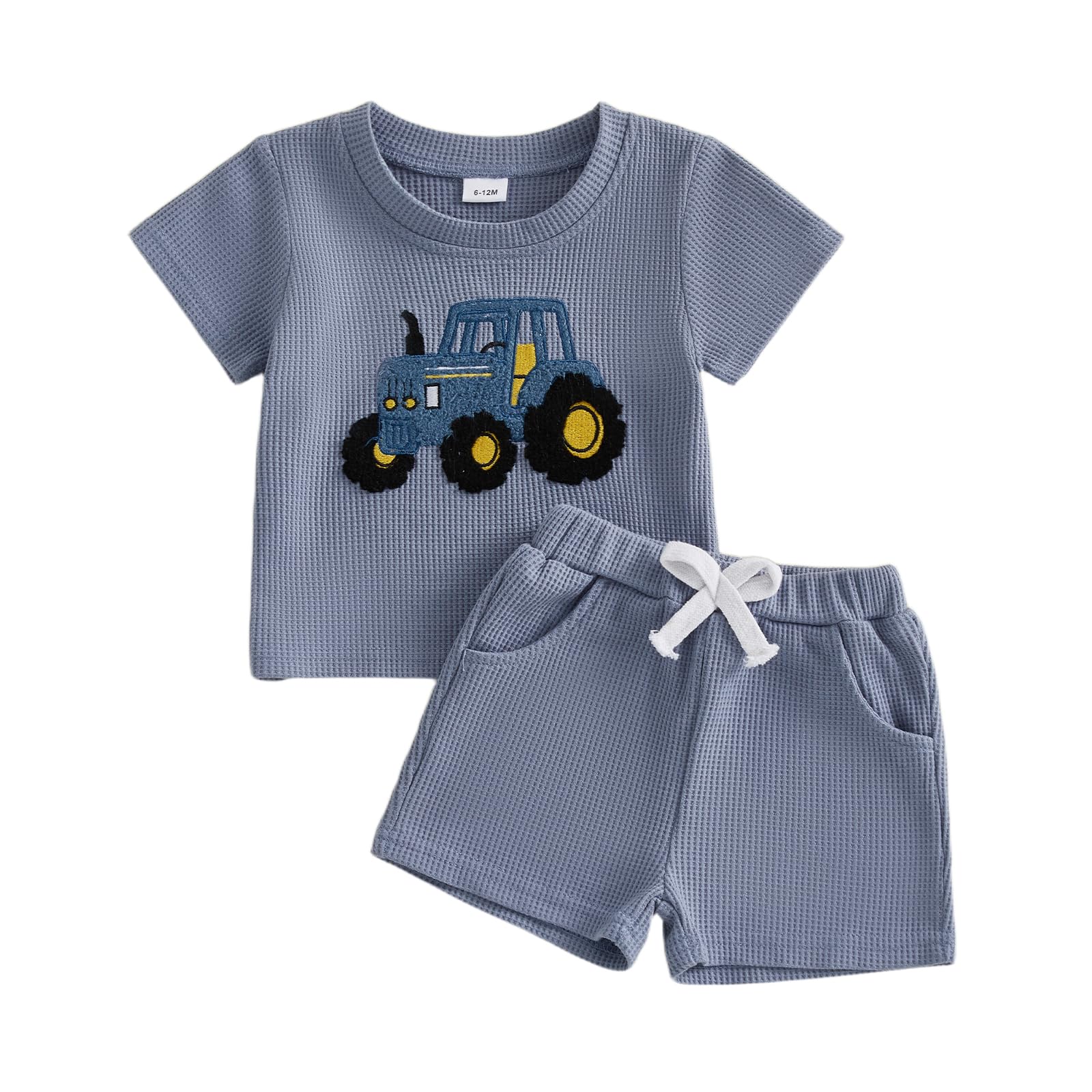 VISGOGO Baby Boy Summer Outfit Striped T-shirt Toddler Boy Summer Clothes 6 12 18 Months 2 3 4 5 T Kids Boy Short Set