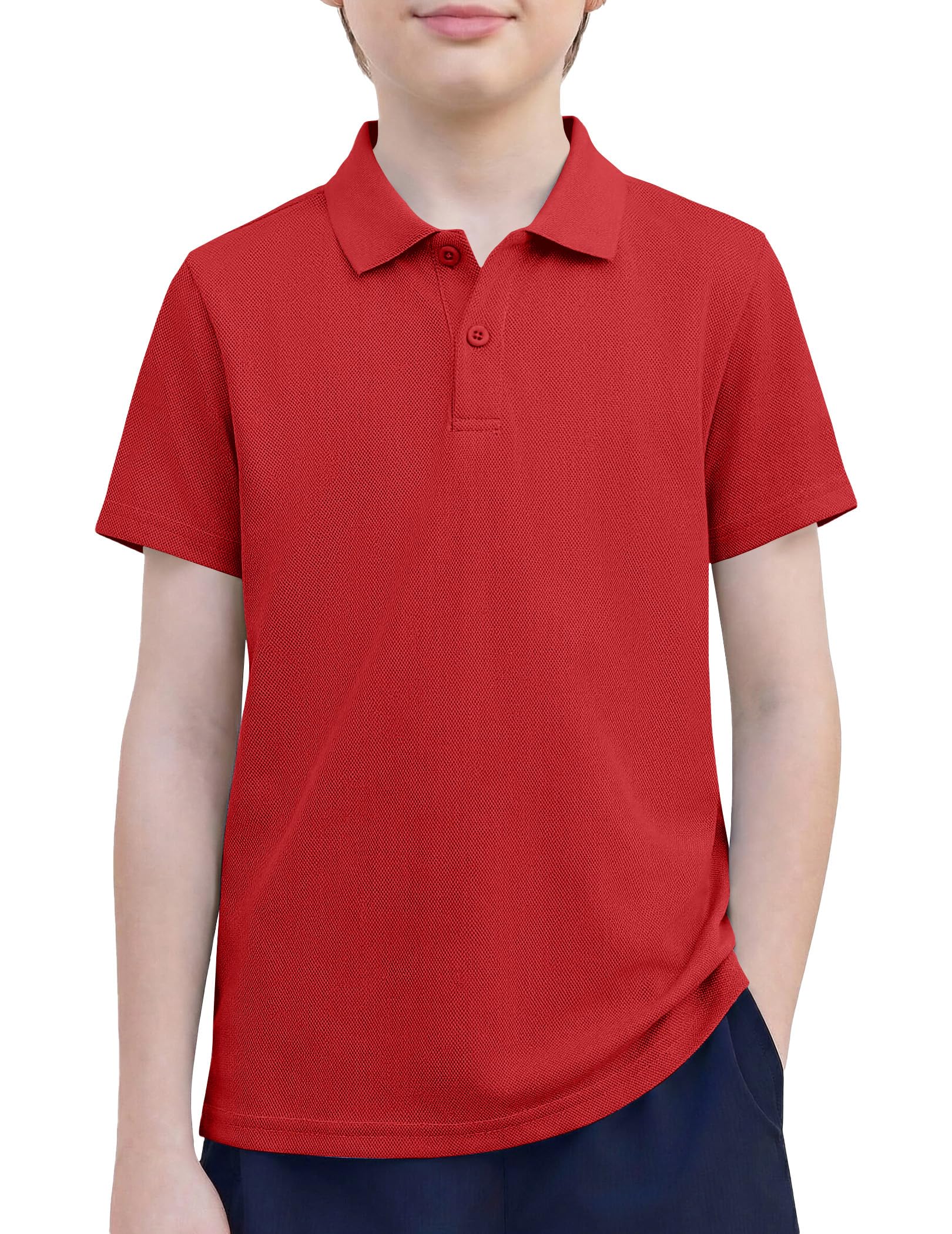 Arshiner Boys Golf Polo Shirt Uniform Short Sleeve Button Collared Tee Casual Performance Active T Shirt Size 4-13 Years