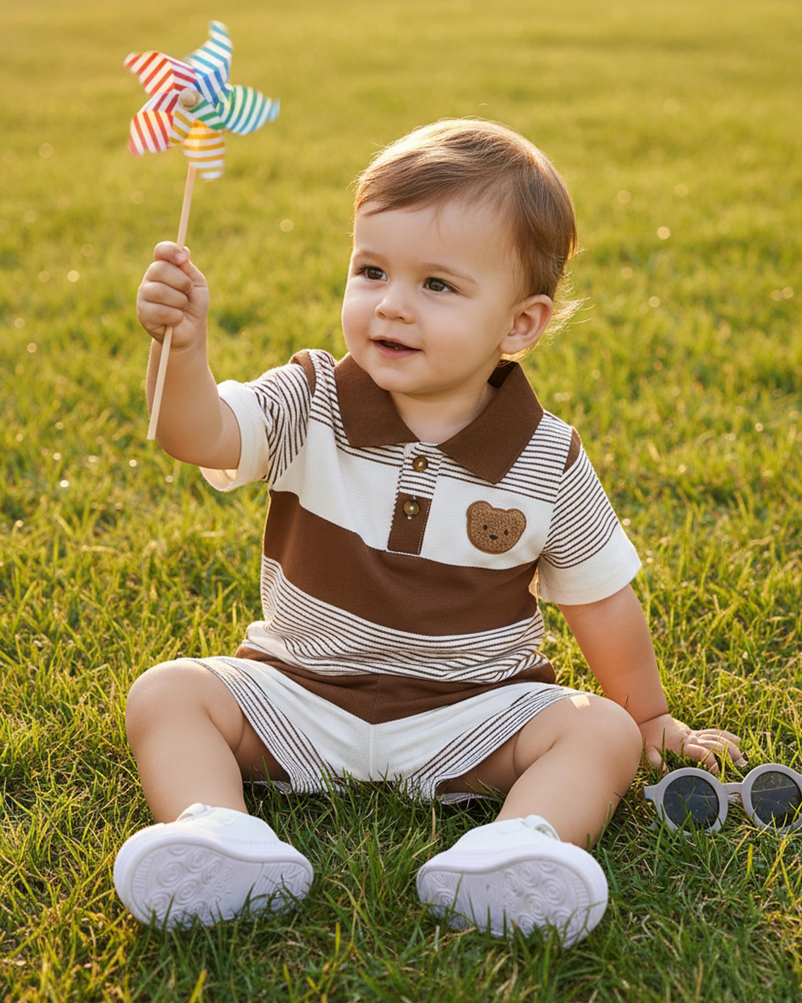 NZRVAWS Toddler Baby Boy Clothes 3 6 9 12 18 Months 2 3T Summer Spring Polo Shirt Shorts Sleeves Set Button Outfits 2 PCS