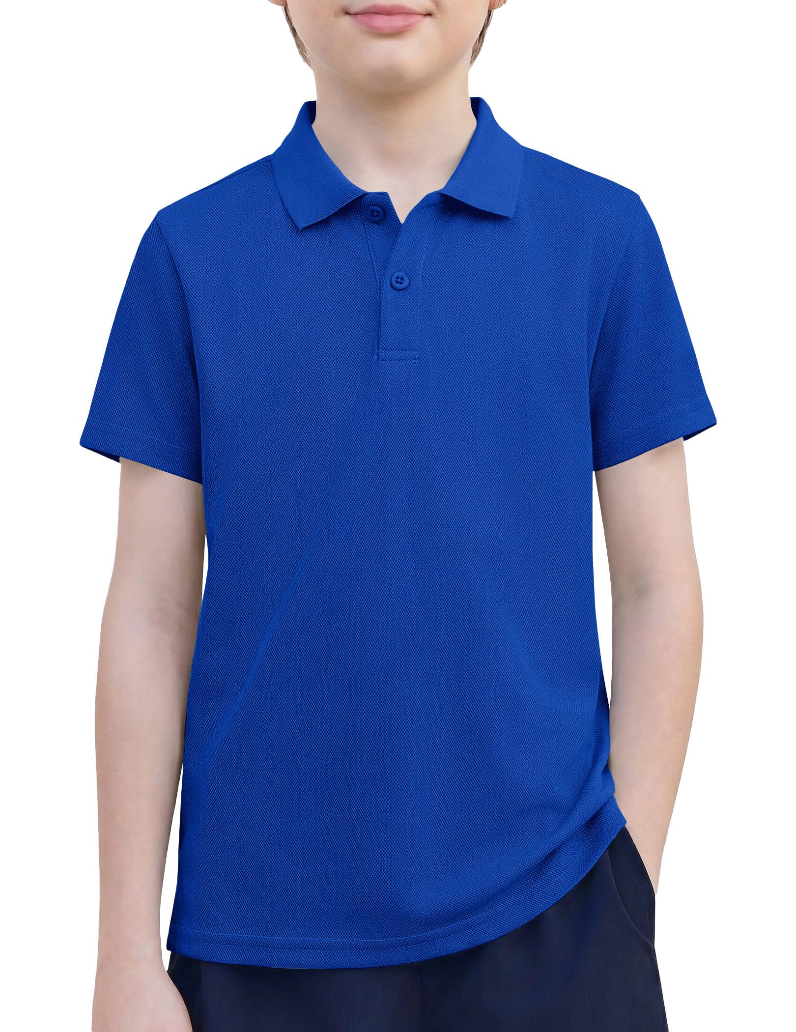 Arshiner Boys Golf Polo Shirt Uniform Short Sleeve Button Collared Tee Casual Performance Active T Shirt Size 4-13 Years