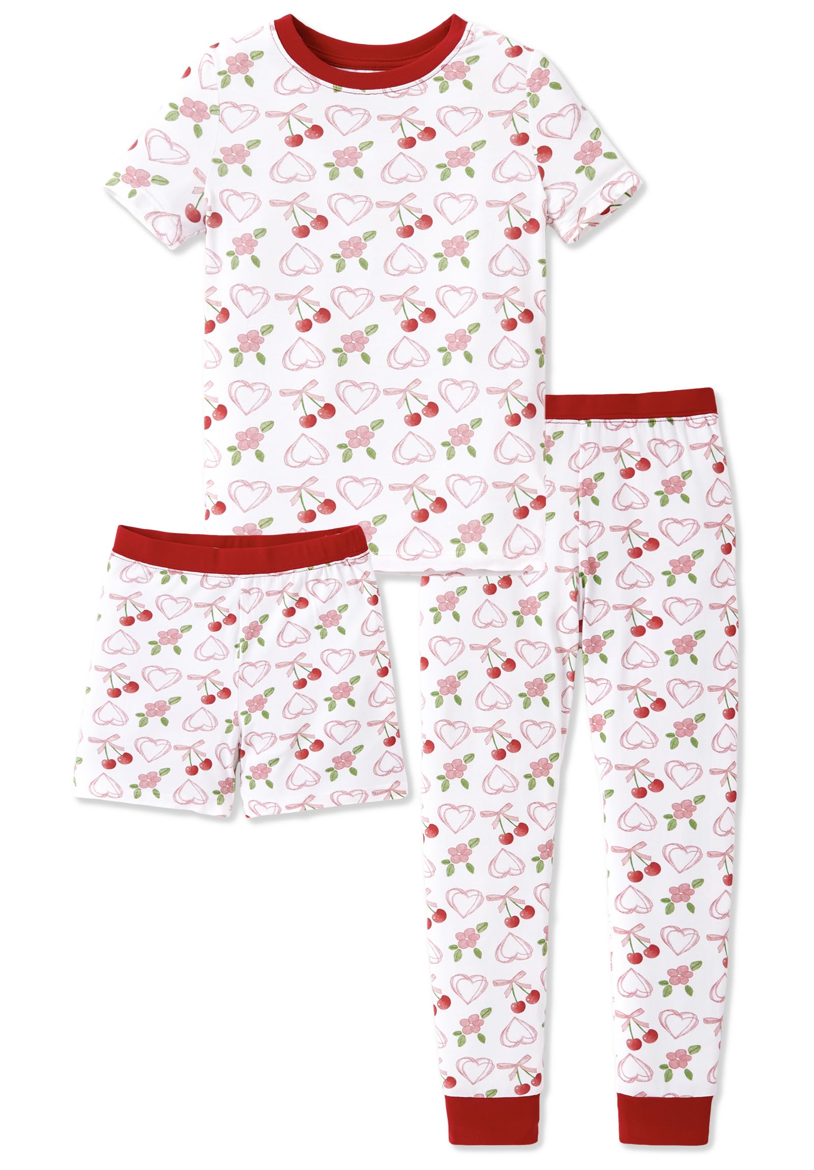 PATPAT Bamboo Viscose Pajamas Sets for Boys Girls Kids Toddler, 3 Pack Shorts & Pants Sleepers, Ultra-soft Snug Fit Pjs 2-12Y