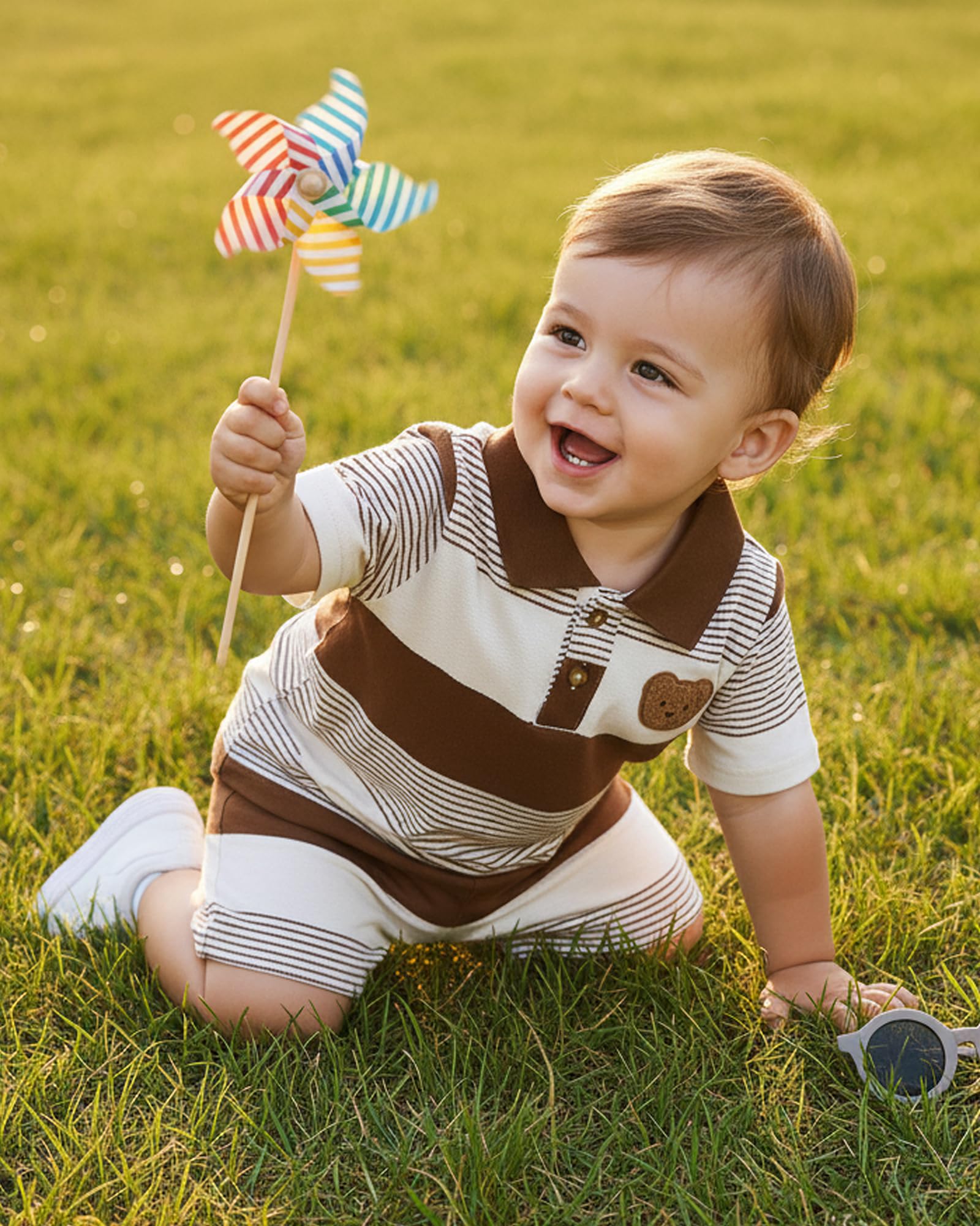 NZRVAWS Toddler Baby Boy Clothes 3 6 9 12 18 Months 2 3T Summer Spring Polo Shirt Shorts Sleeves Set Button Outfits 2 PCS