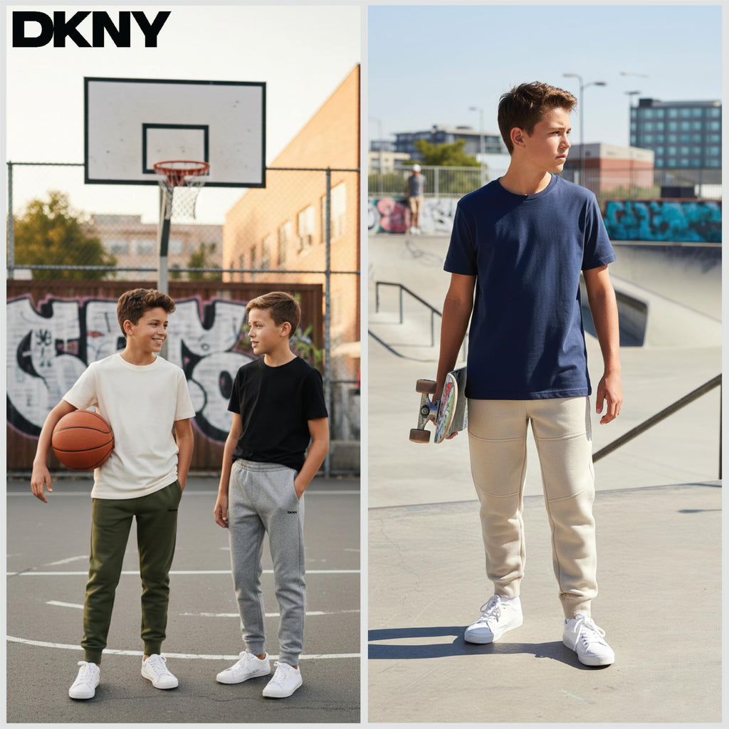 DKNY Boys Sweatpants - 2 Pack Active Performance Soft Fleece Boys Joggers Athletic Pants with Elastic Waistband and Pockets