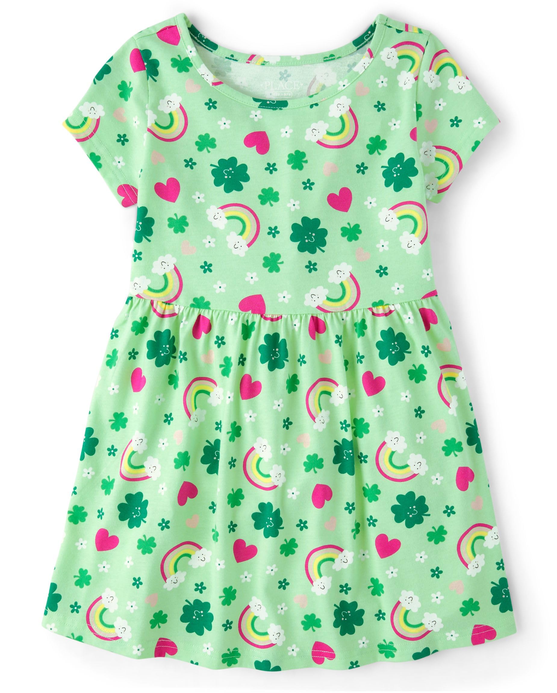 The Children's Place Girls' Plaid Stretch Jacquard Short Sleeve Dress