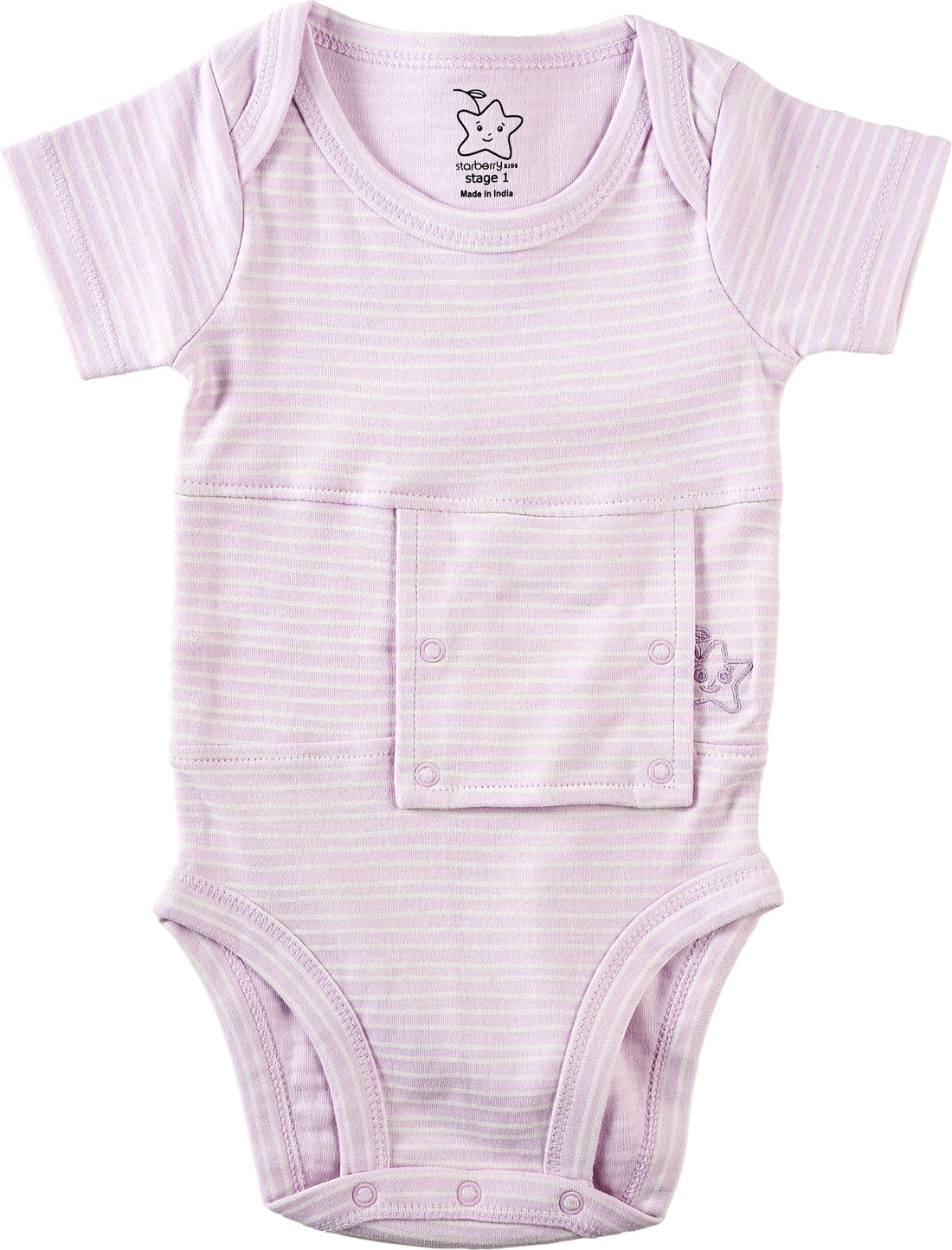 Unisex Baby Adaptive G-Tube Cotton Short Sleeve Onesie
