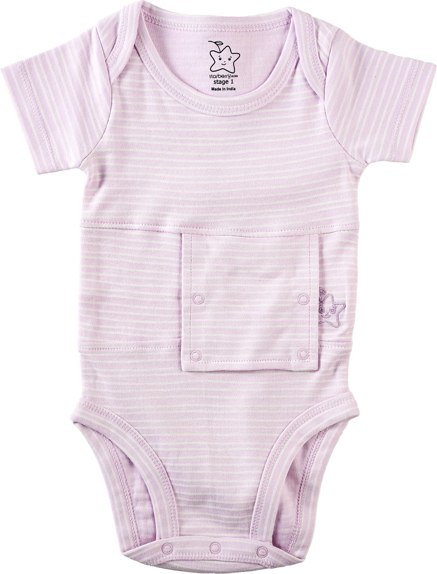 Starberrykids Unisex Adaptive Feeding G-Tube Baby Onesies, 100% Cotton, Round Neck Style, Short Sleeve- 17 Colors & 10 Sizes