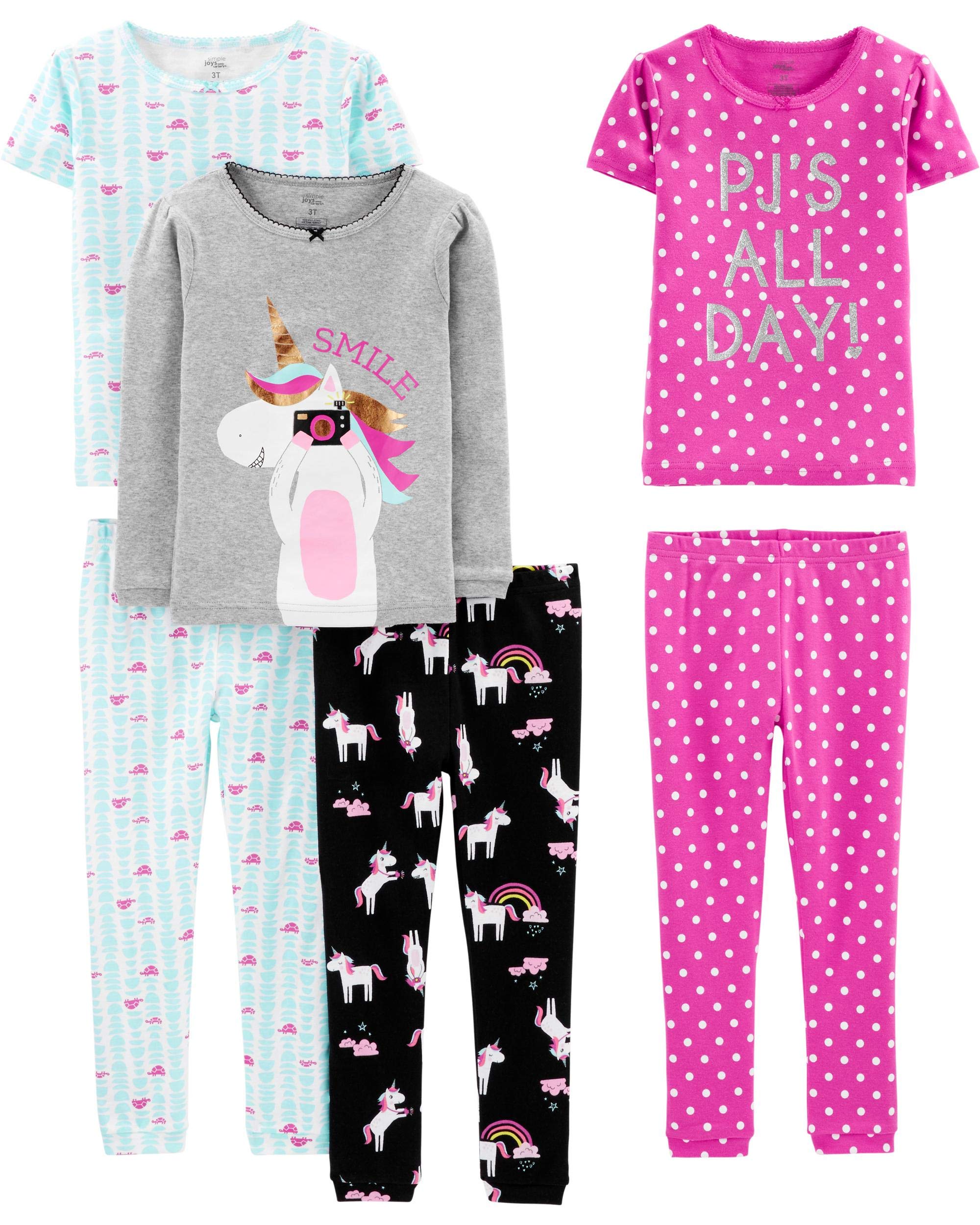 Simple Joys by Carter's girls 6-piece Snug Fit Cotton Pajama Set