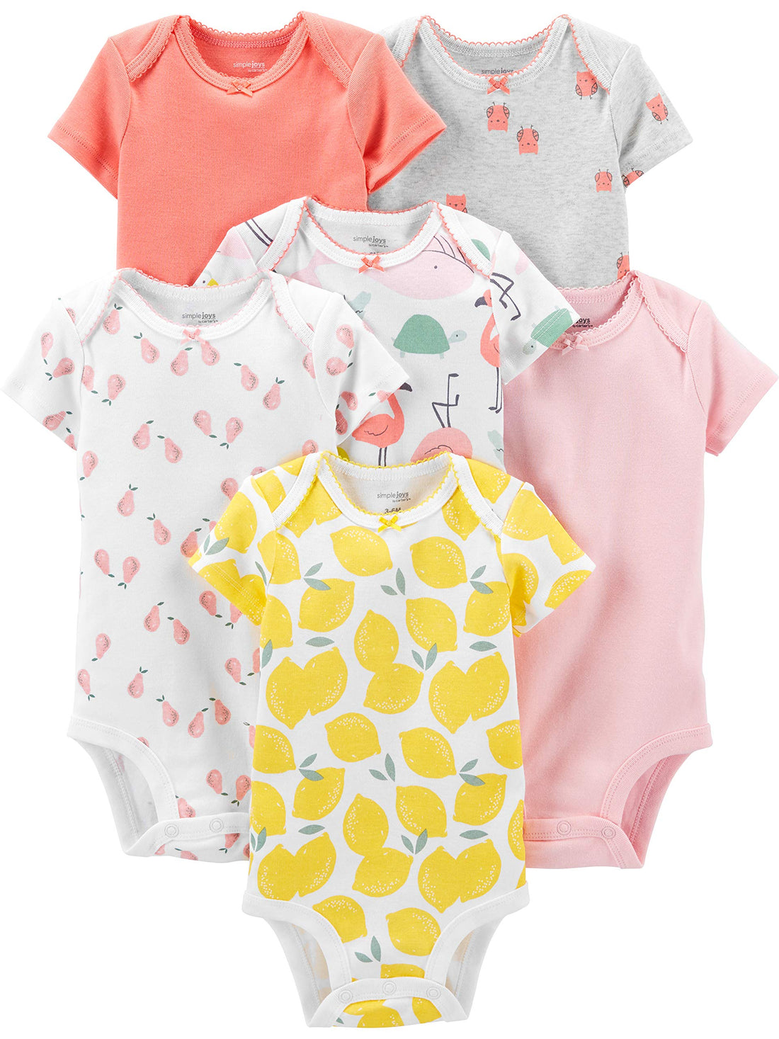 Baby Girls 6-Pack Short Sleeve Bodysuit Essentials