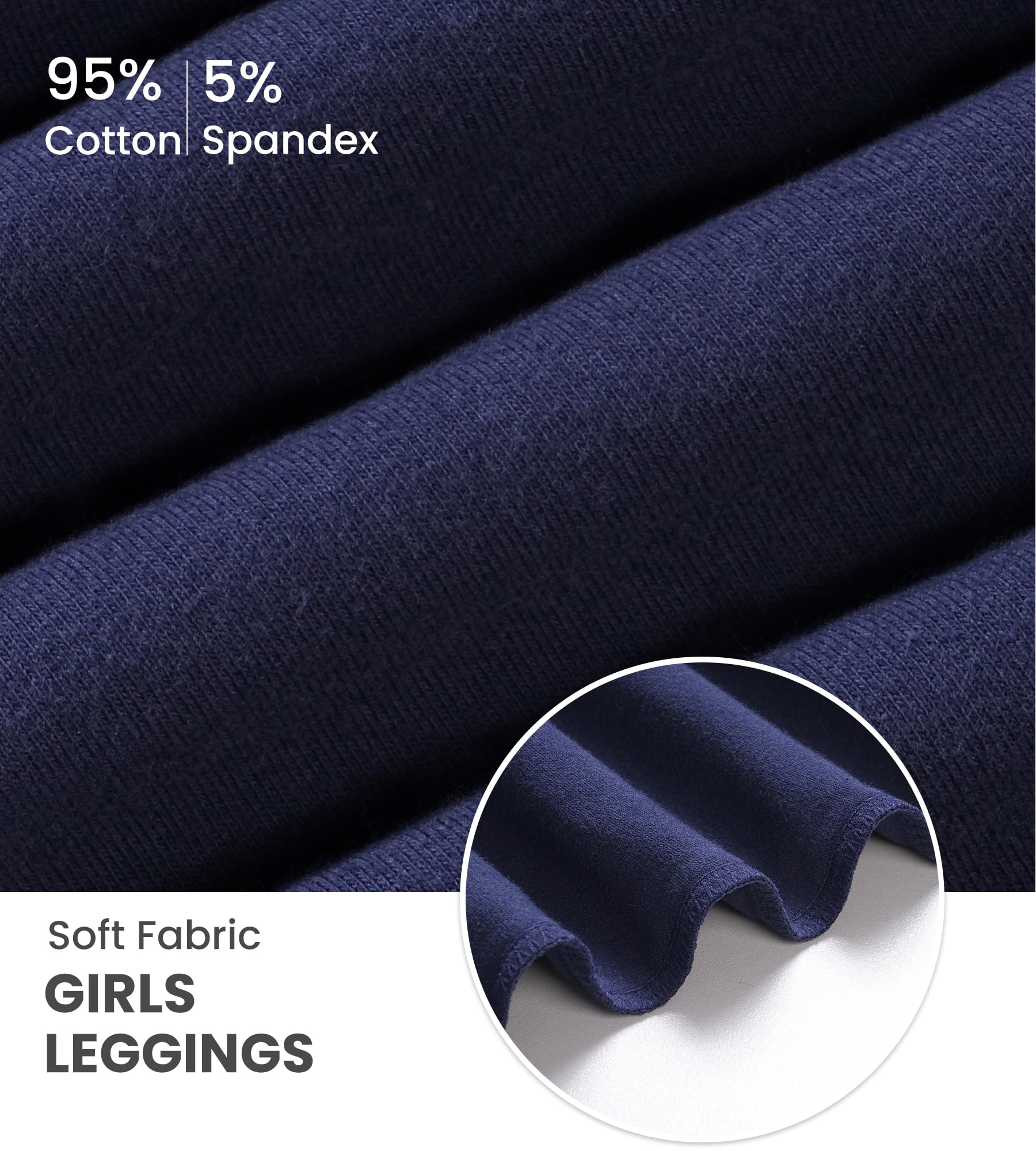 Auranso Girls Leggings Kids Basic Solid Full Length Cotton Tights Pants 2-14 Years
