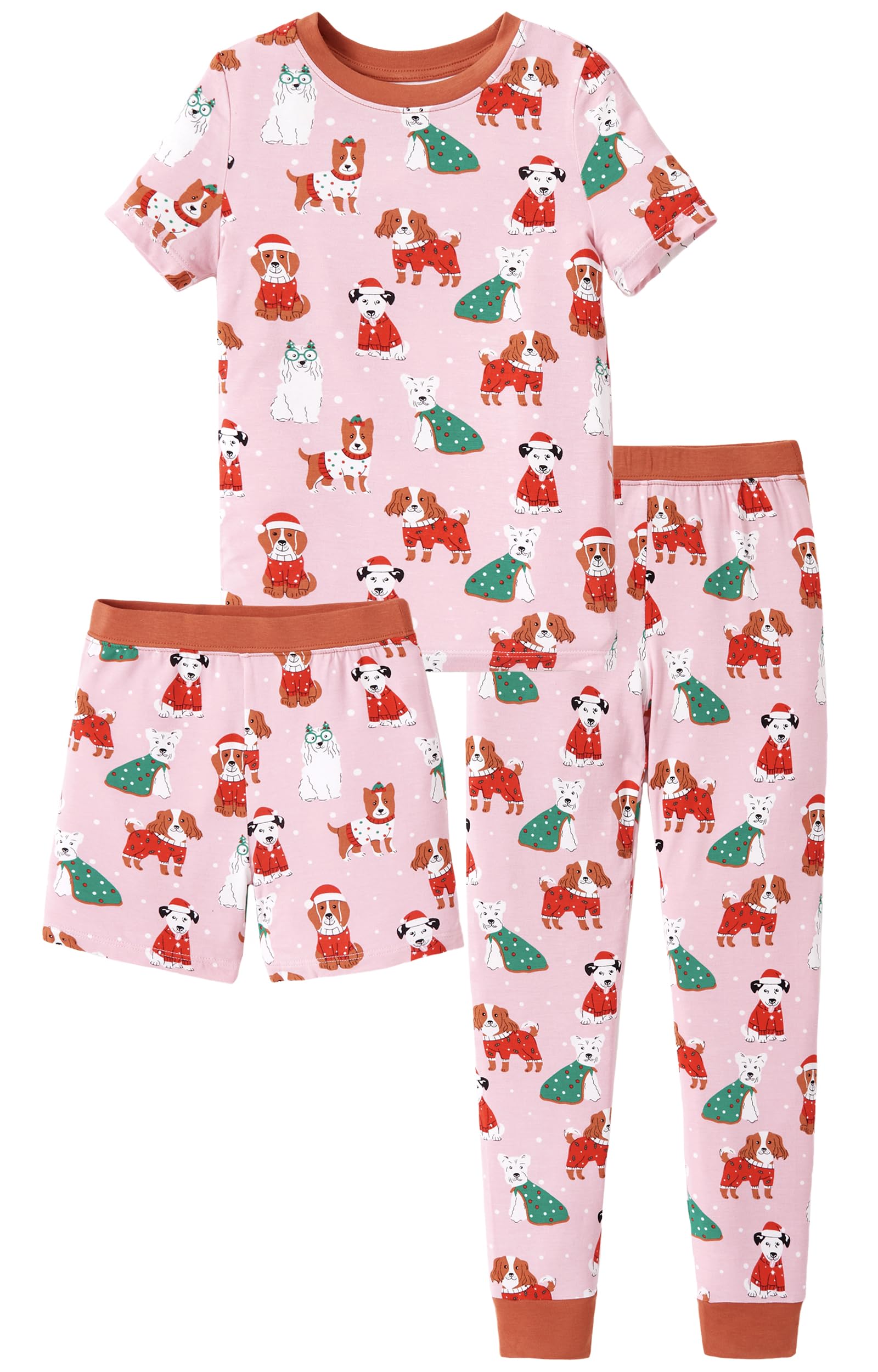 PATPAT Bamboo Viscose Pajamas Sets for Boys Girls Kids Toddler, 3 Pack Shorts & Pants Sleepers, Ultra-soft Snug Fit Pjs 2-12Y