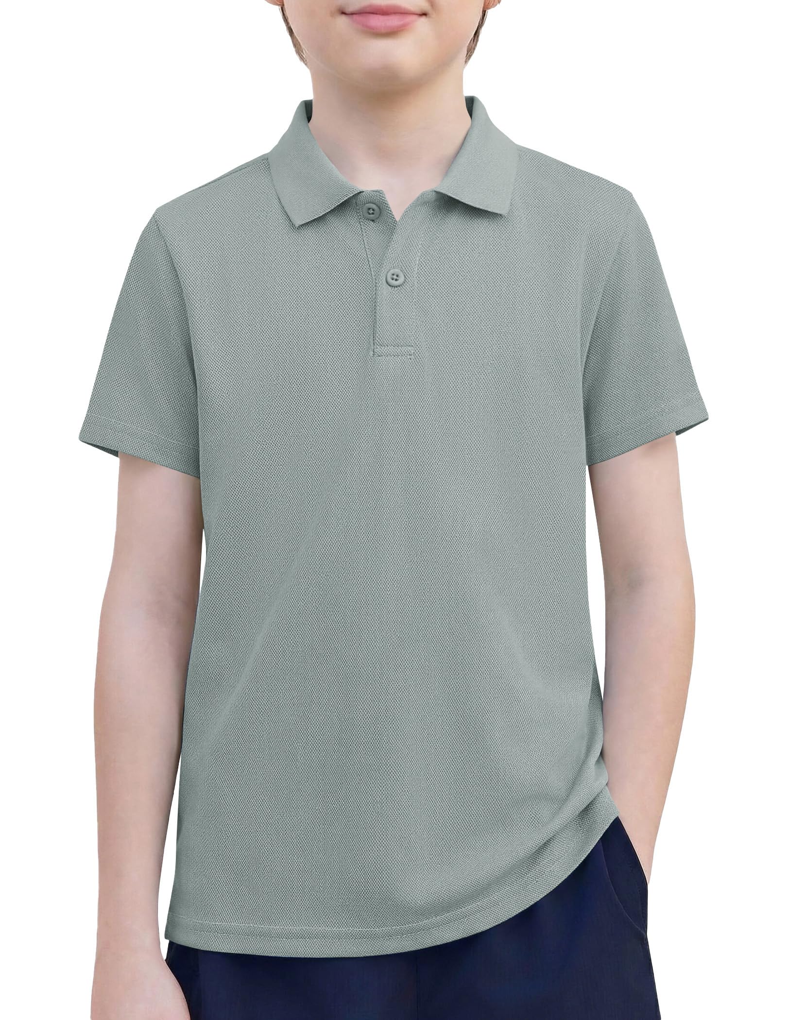 Arshiner Boys Golf Polo Shirt Uniform Short Sleeve Button Collared Tee Casual Performance Active T Shirt Size 4-13 Years
