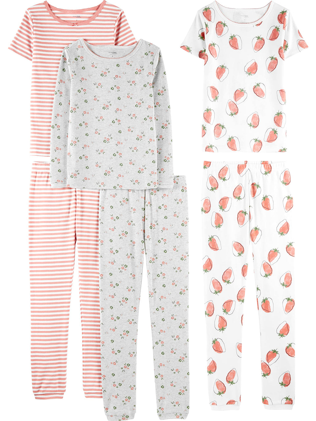 Simple Joys by Carter's girls 6-piece Snug Fit Cotton Pajama Set