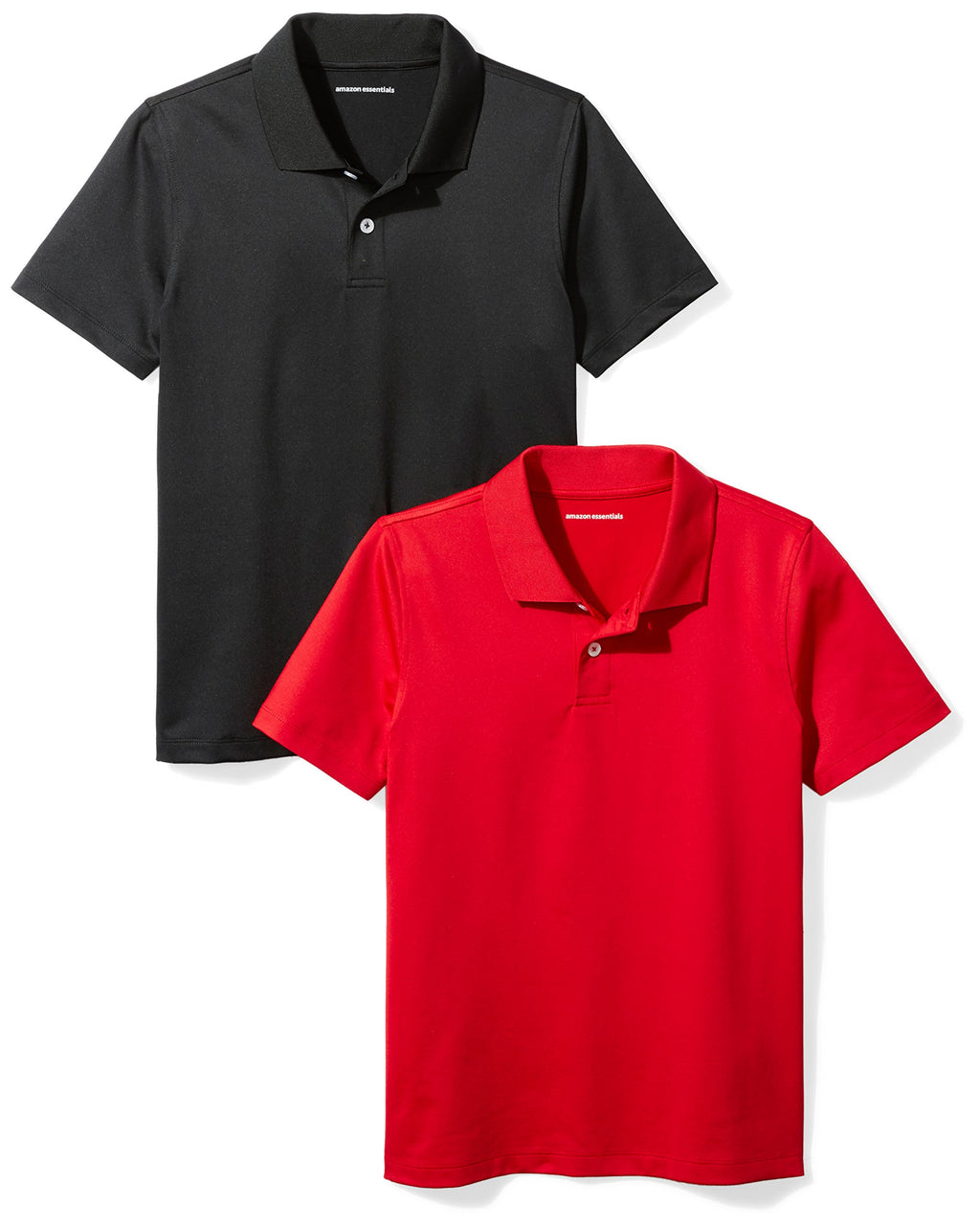 Amazon Essentials Boys and Toddlers' Short-Sleeve Active Performance Polo Shirts for School Uniform, Pack of 2