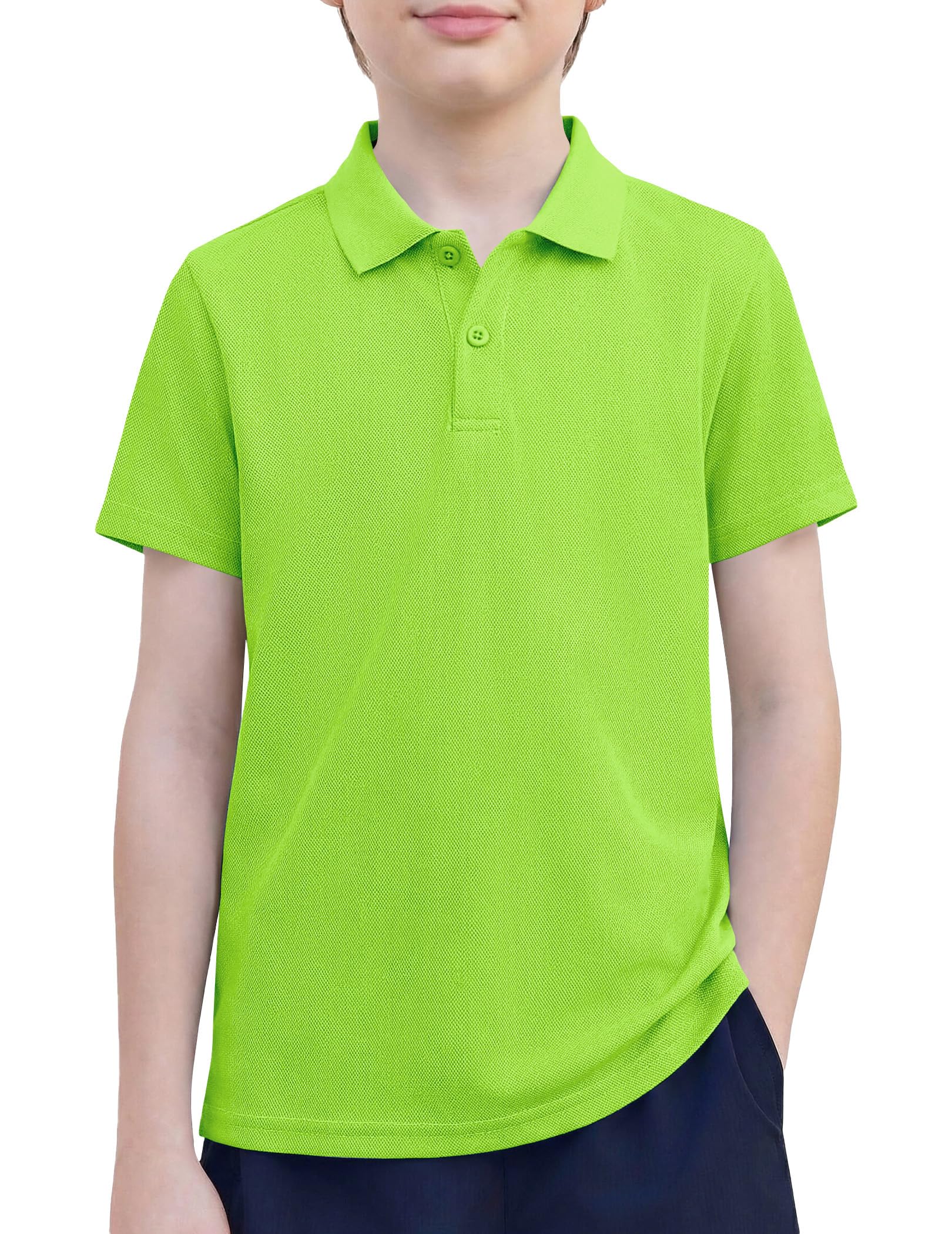 Arshiner Boys Golf Polo Shirt Uniform Short Sleeve Button Collared Tee Casual Performance Active T Shirt Size 4-13 Years