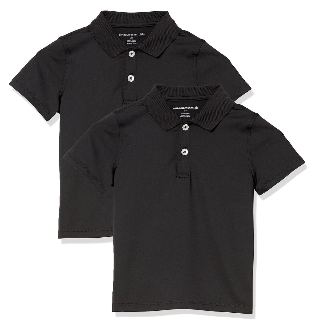 Amazon Essentials Boys and Toddlers' Short-Sleeve Active Performance Polo Shirts for School Uniform, Pack of 2
