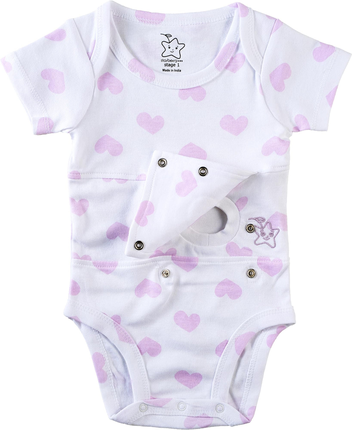Unisex Baby Adaptive G-Tube Cotton Short Sleeve Onesie