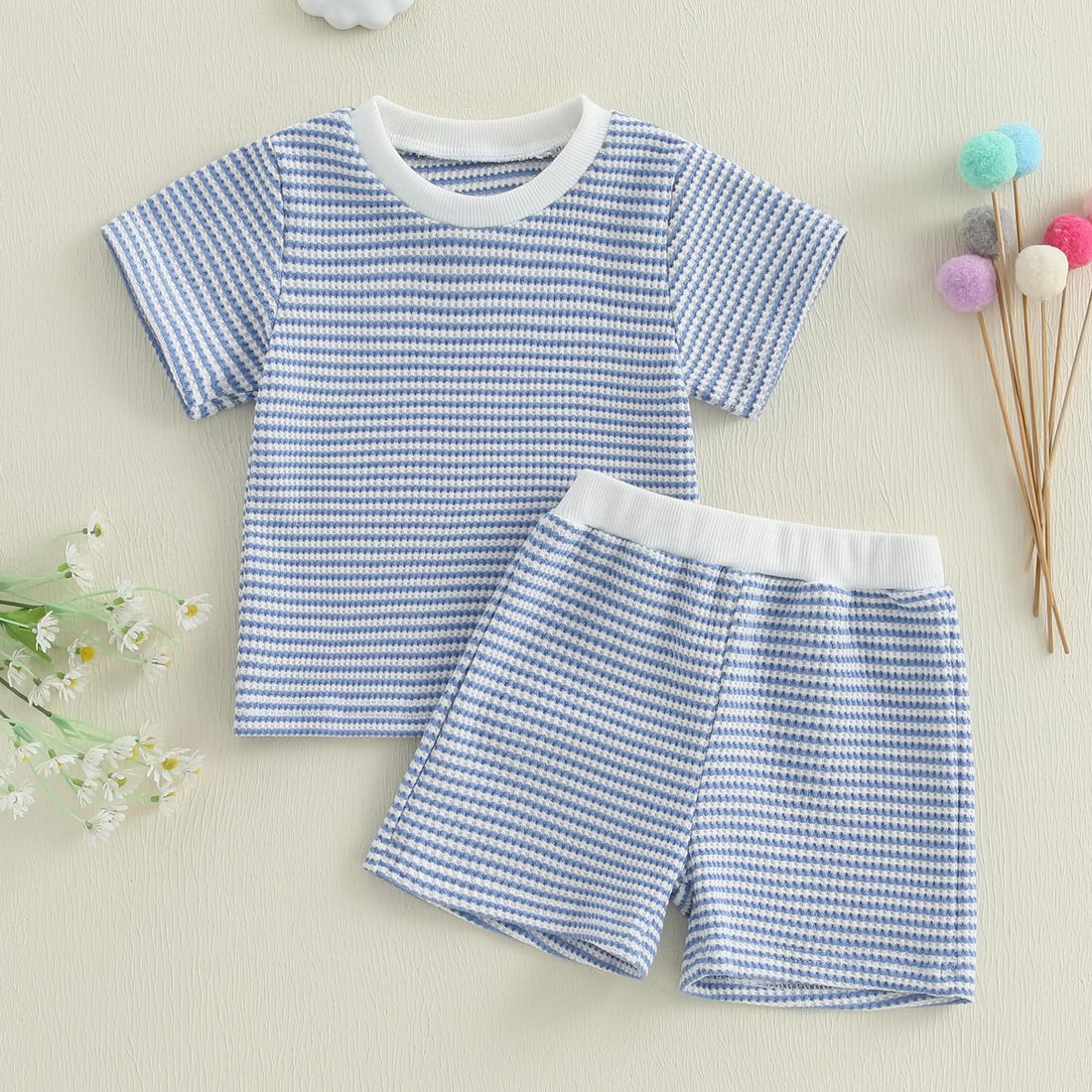 Baby Boys Striped T-Shirt and Shorts Summer Outfit Set