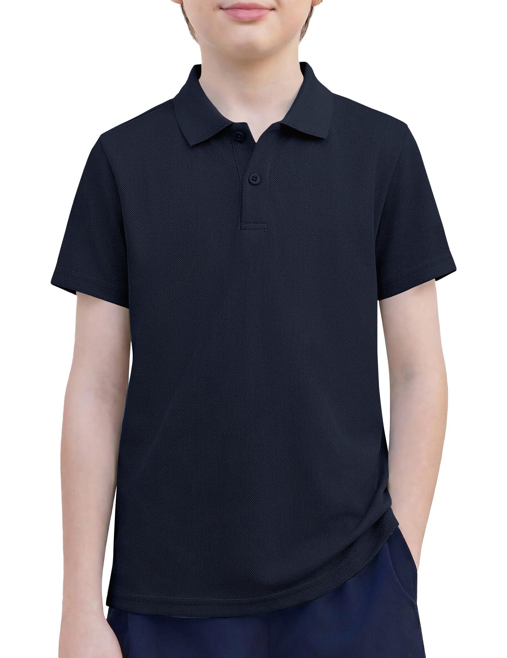 Arshiner Boys Golf Polo Shirt Uniform Short Sleeve Button Collared Tee Casual Performance Active T Shirt Size 4-13 Years
