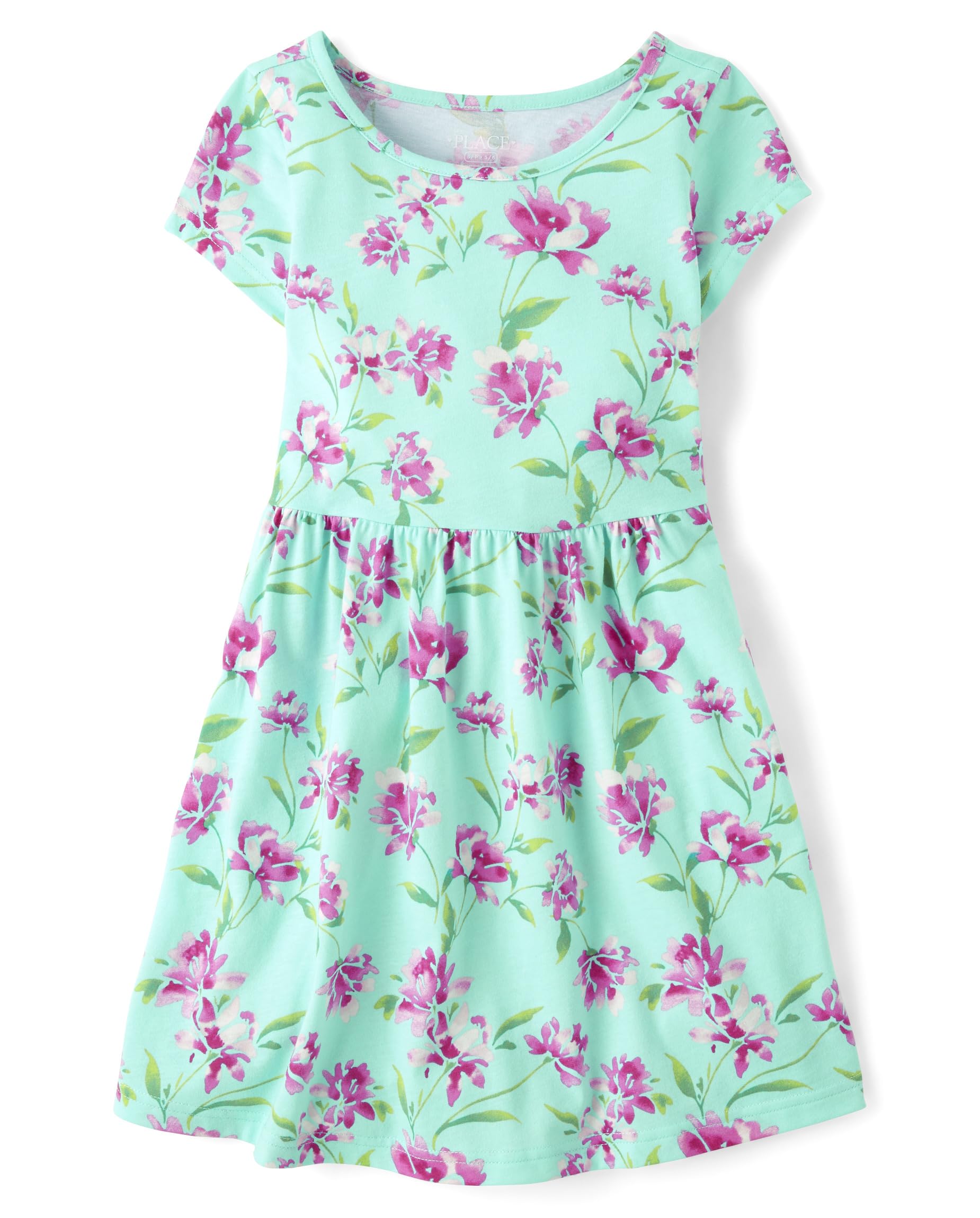 The Children's Place Girls' Plaid Stretch Jacquard Short Sleeve Dress