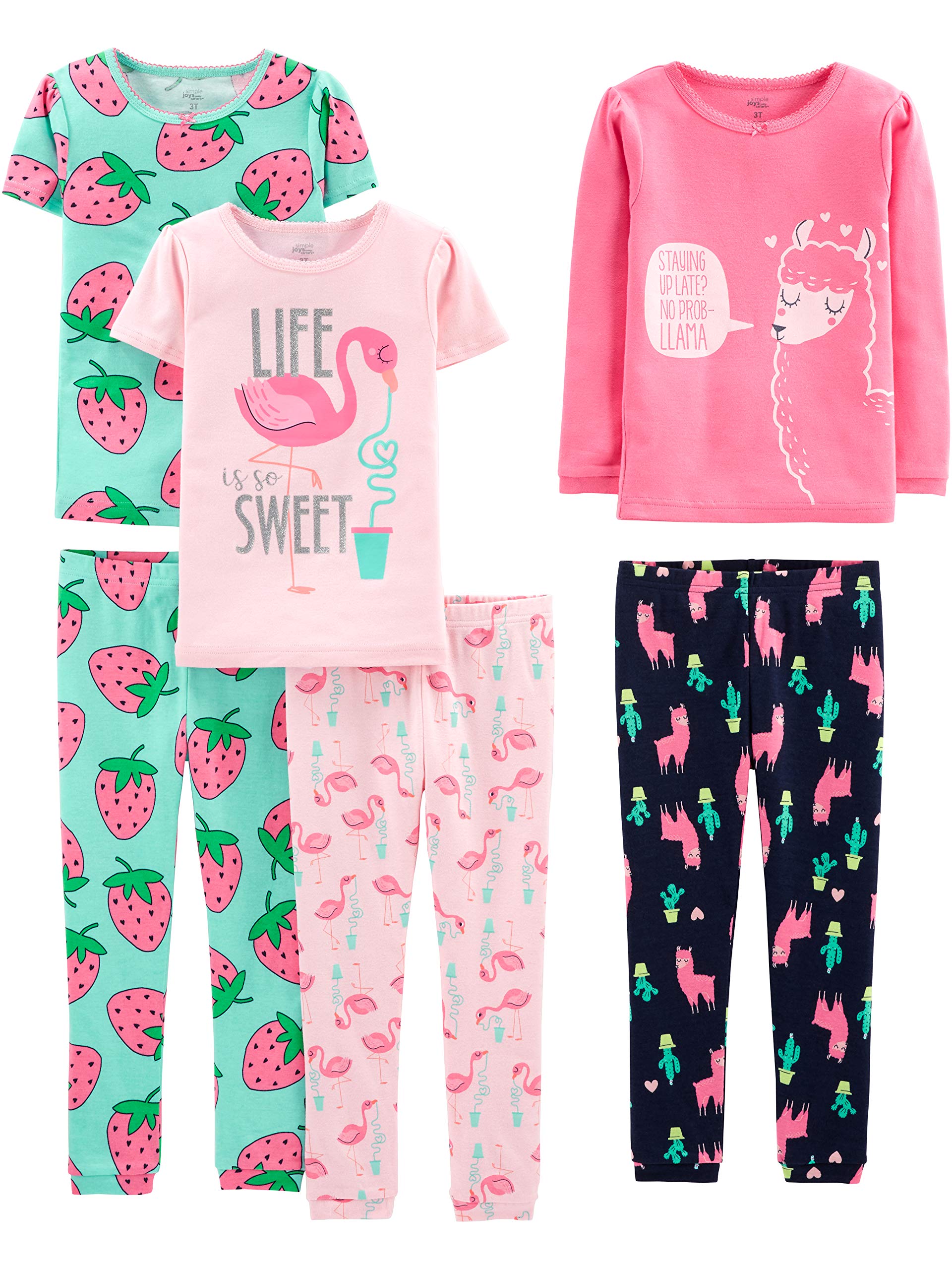Simple Joys by Carter's girls 6-piece Snug Fit Cotton Pajama Set