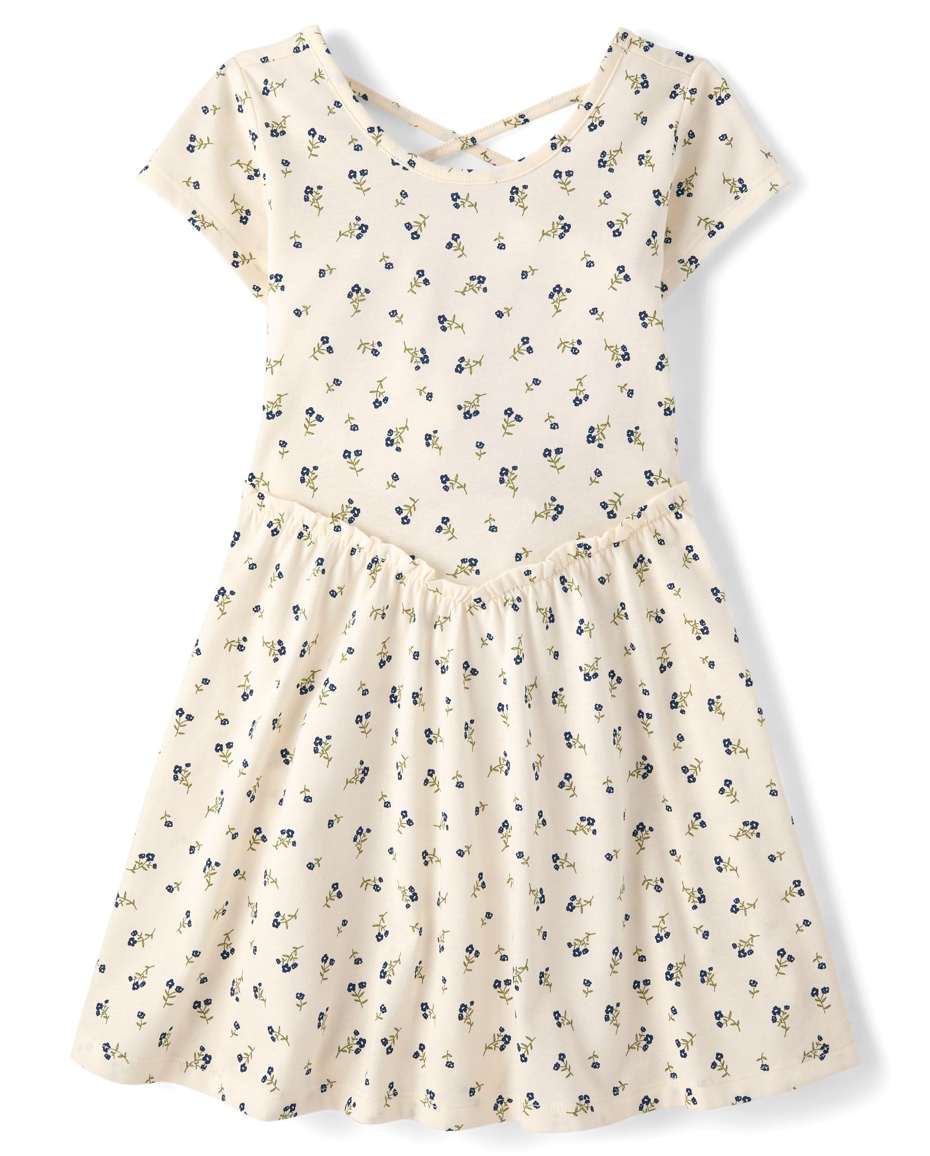 The Children's Place Girls' Plaid Stretch Jacquard Short Sleeve Dress
