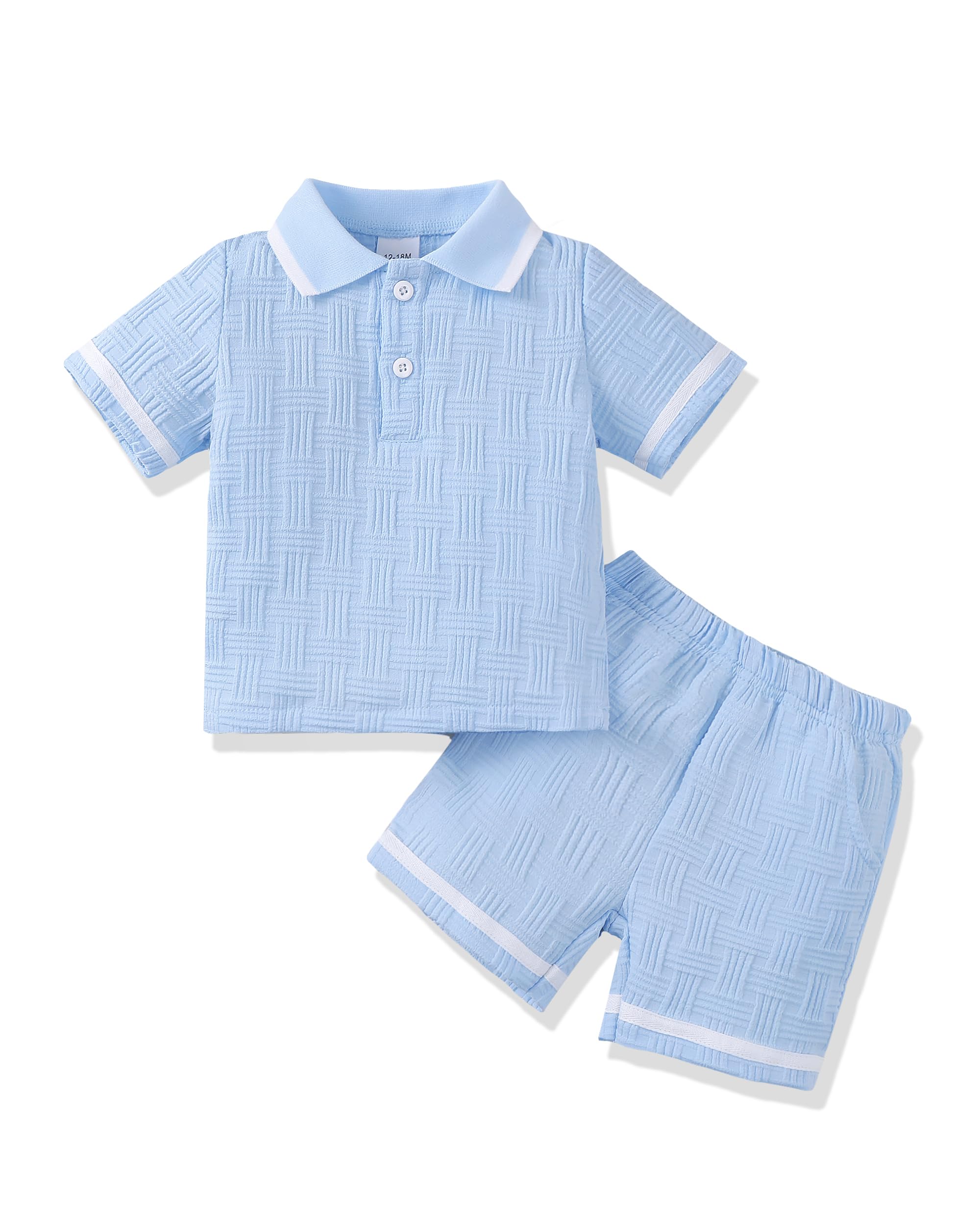 Renotemy Toddler Baby Boys Clothes Summer Outfits Polo Shirt Shorts Set 2Pcs Boys Clothing Sets 12 Month-5T